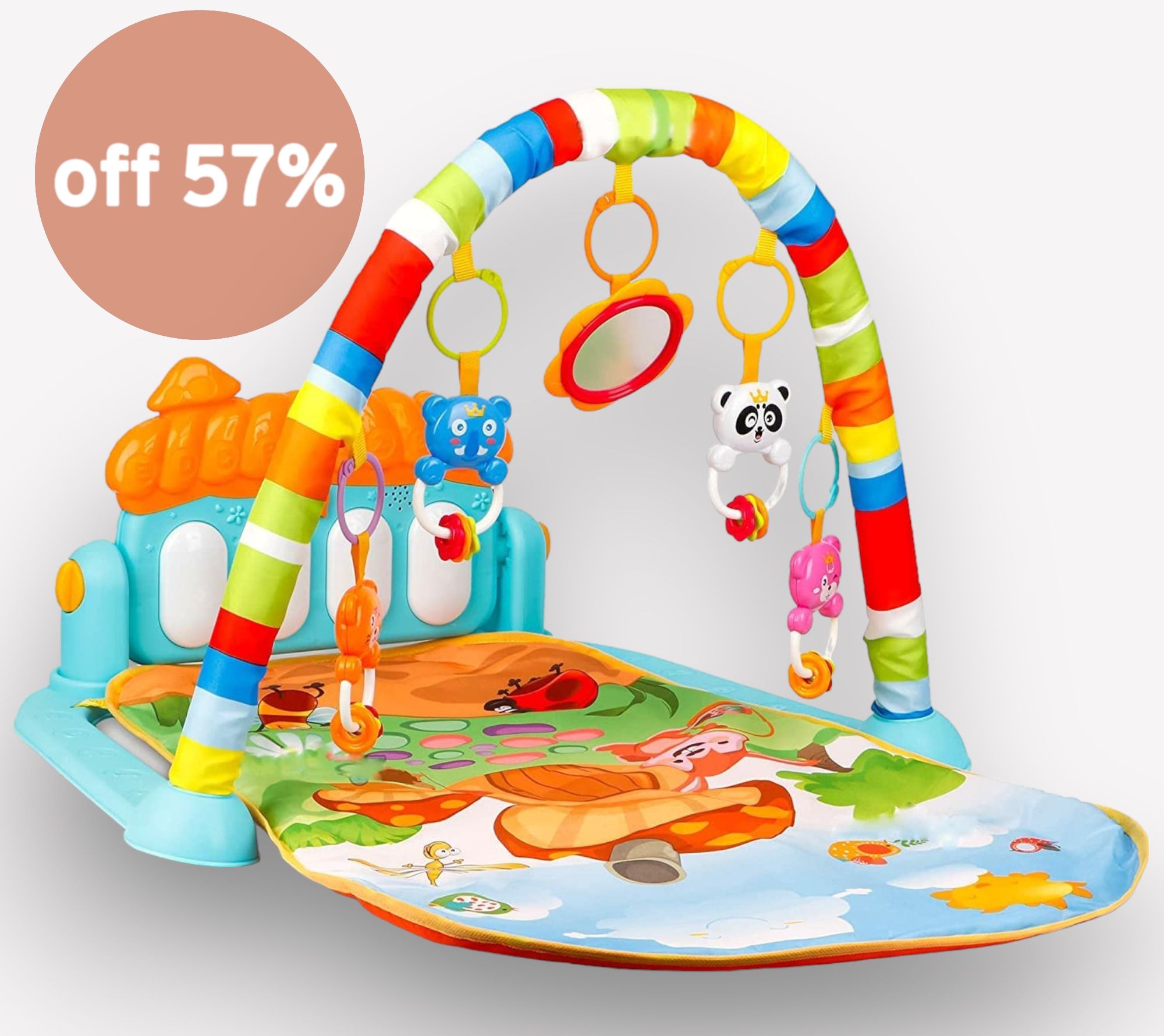 5 in 1 Baby Play Gym & Mat with Musical Piano Keyboard for Infant Newborn Baby