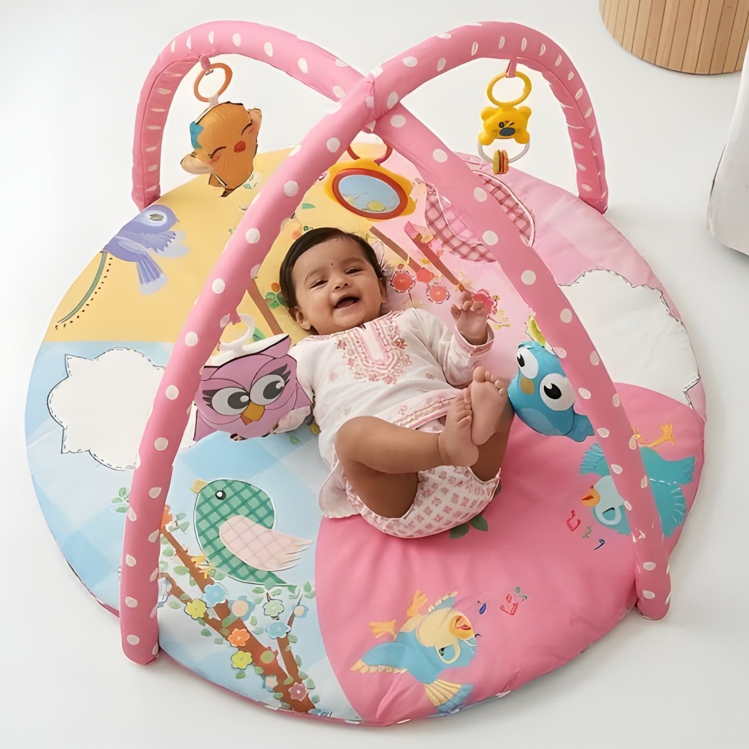 Baby Play Gym Activity Mat with Hanging Toys & Mirror Soft Crawling Mat-image-27