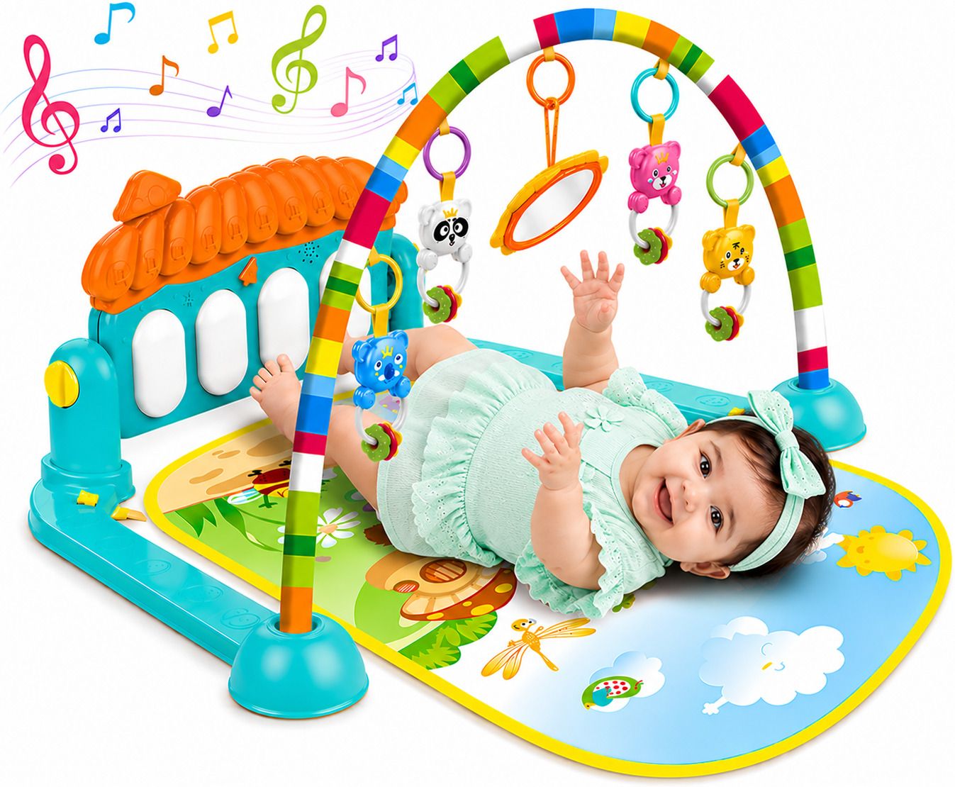 Baby Fitness Rack Gym Mat with Piano and Hanging Toys 0-18M-image-35