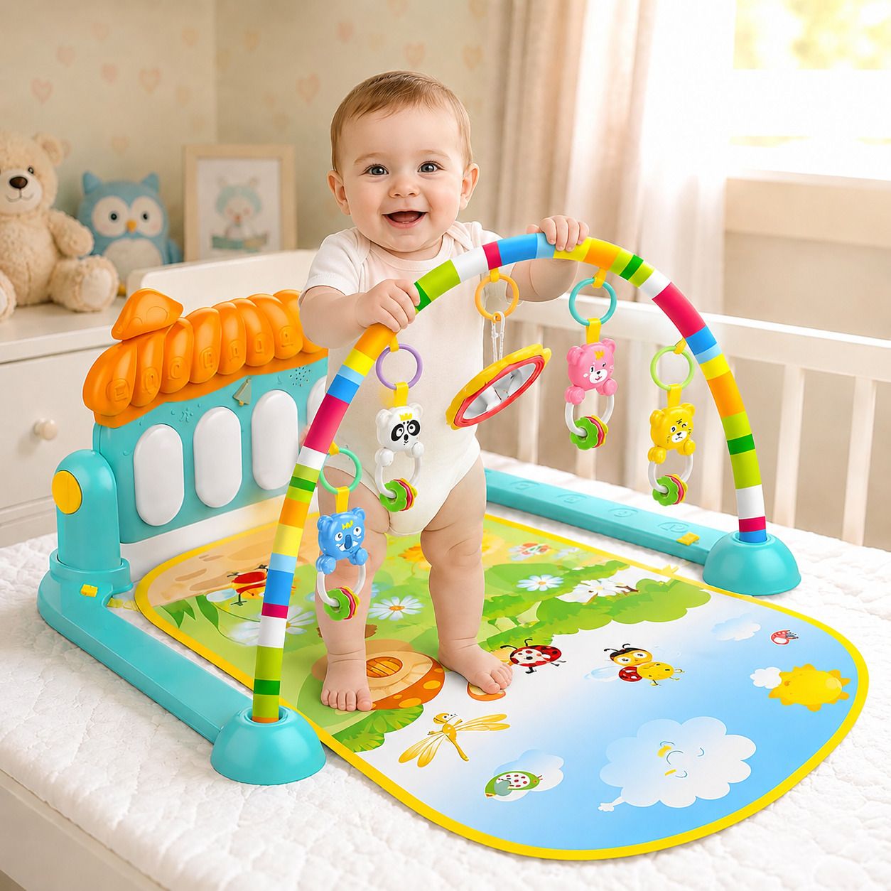 Baby Activity Play Gym Mat with Musical Piano Keyboard baby kick and play-image-48