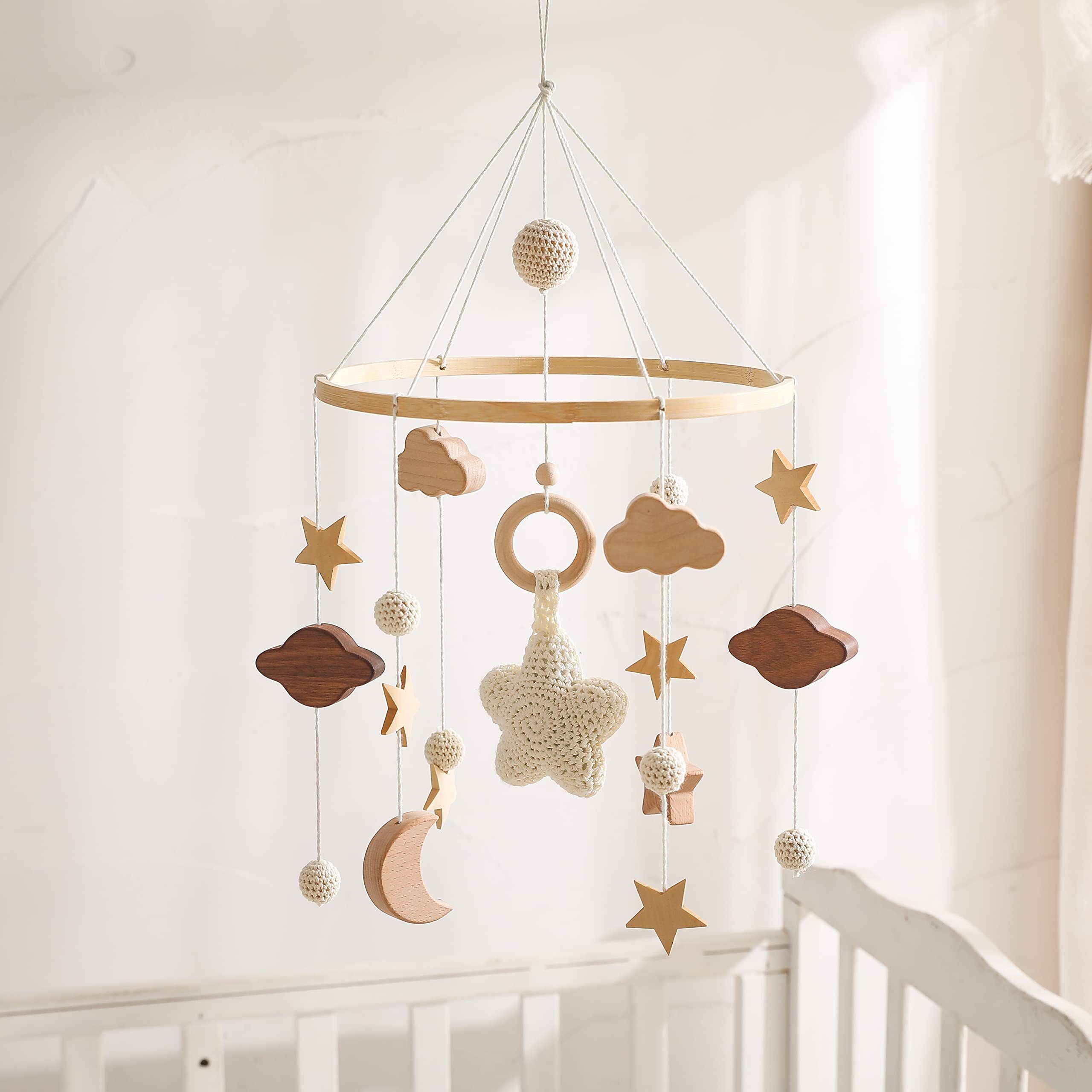 Baby Crib Mobile for Boys and Girls Boho Nursery Mobile Neutral Decor