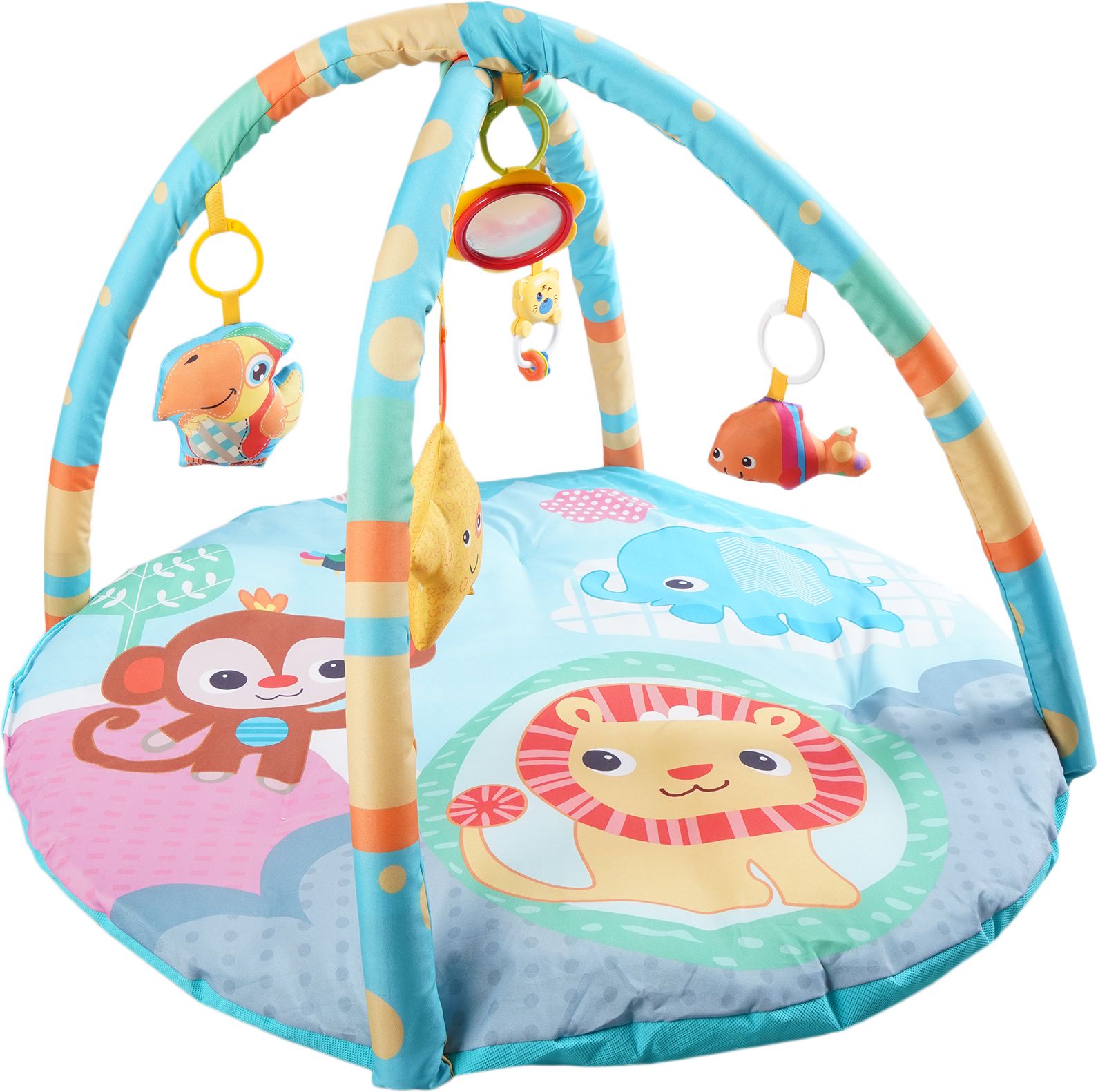 Activity Play Gym Mat with 5 Hanging Toys Foldable and Durable Cotton Play Mat