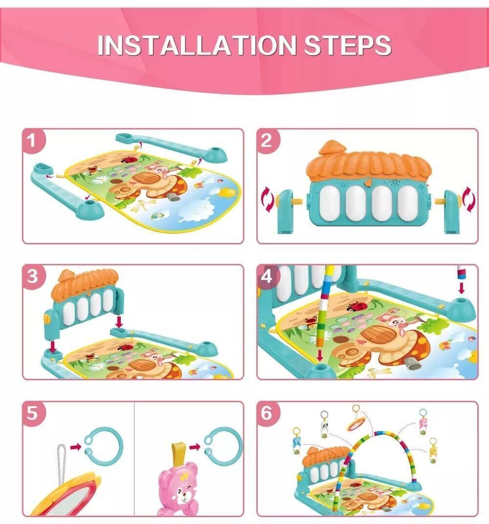 dorytoys Combo Baby Piano Gym Mat with Light-Up Toys & Rattle Set-175-picture-15