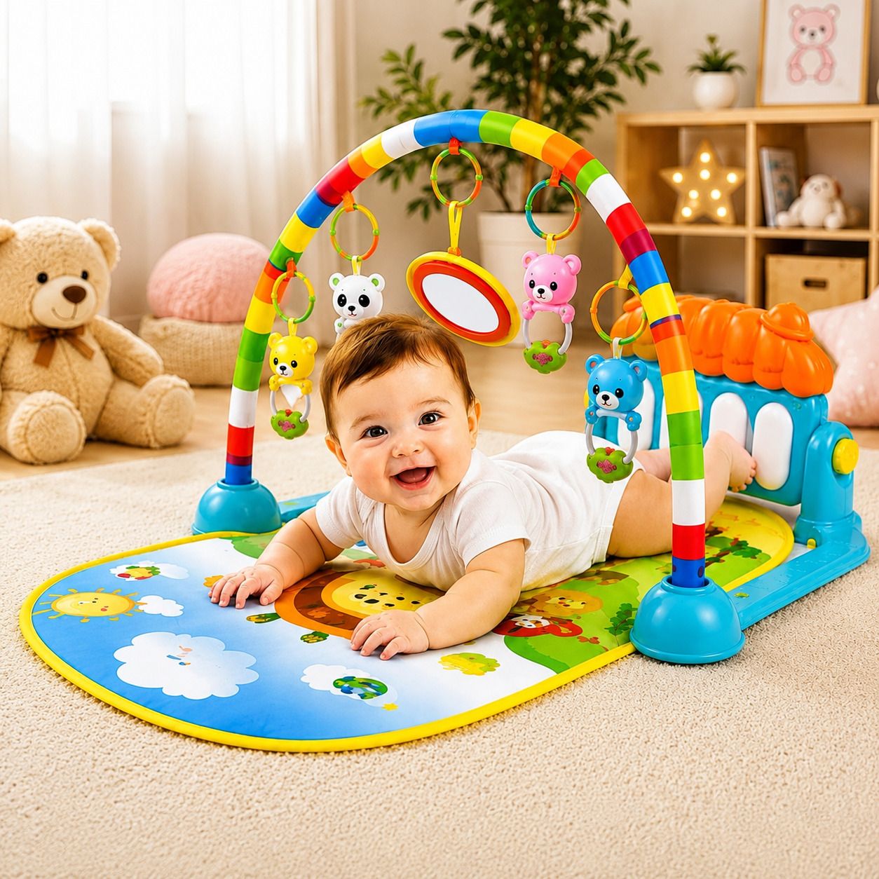Baby Activity Playmat Kick & Play Musical Gym Piano-image-11