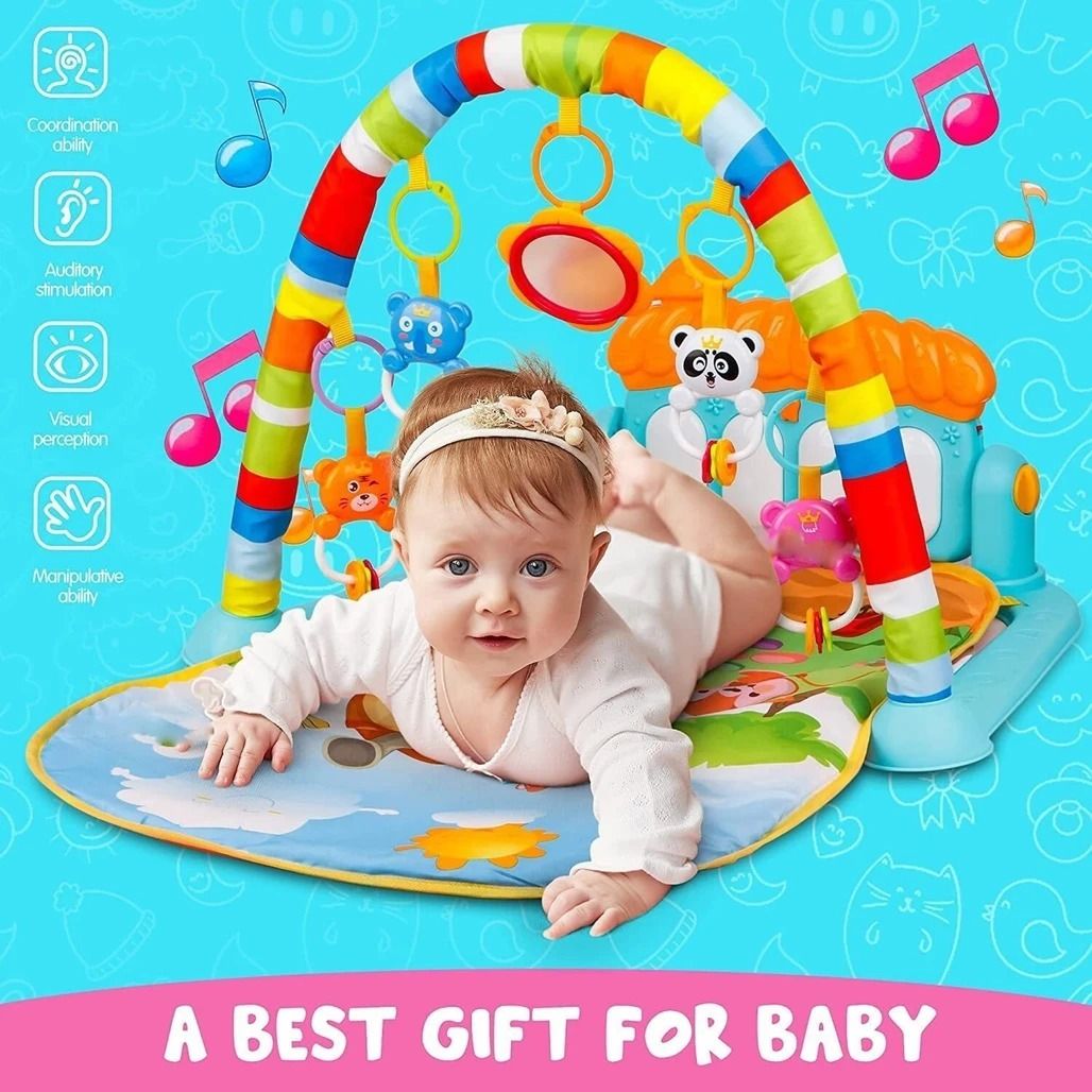Kick and Play Musical Baby Gym Mat with Hanging Toys & Tummy Time Fitness Rack-image-21