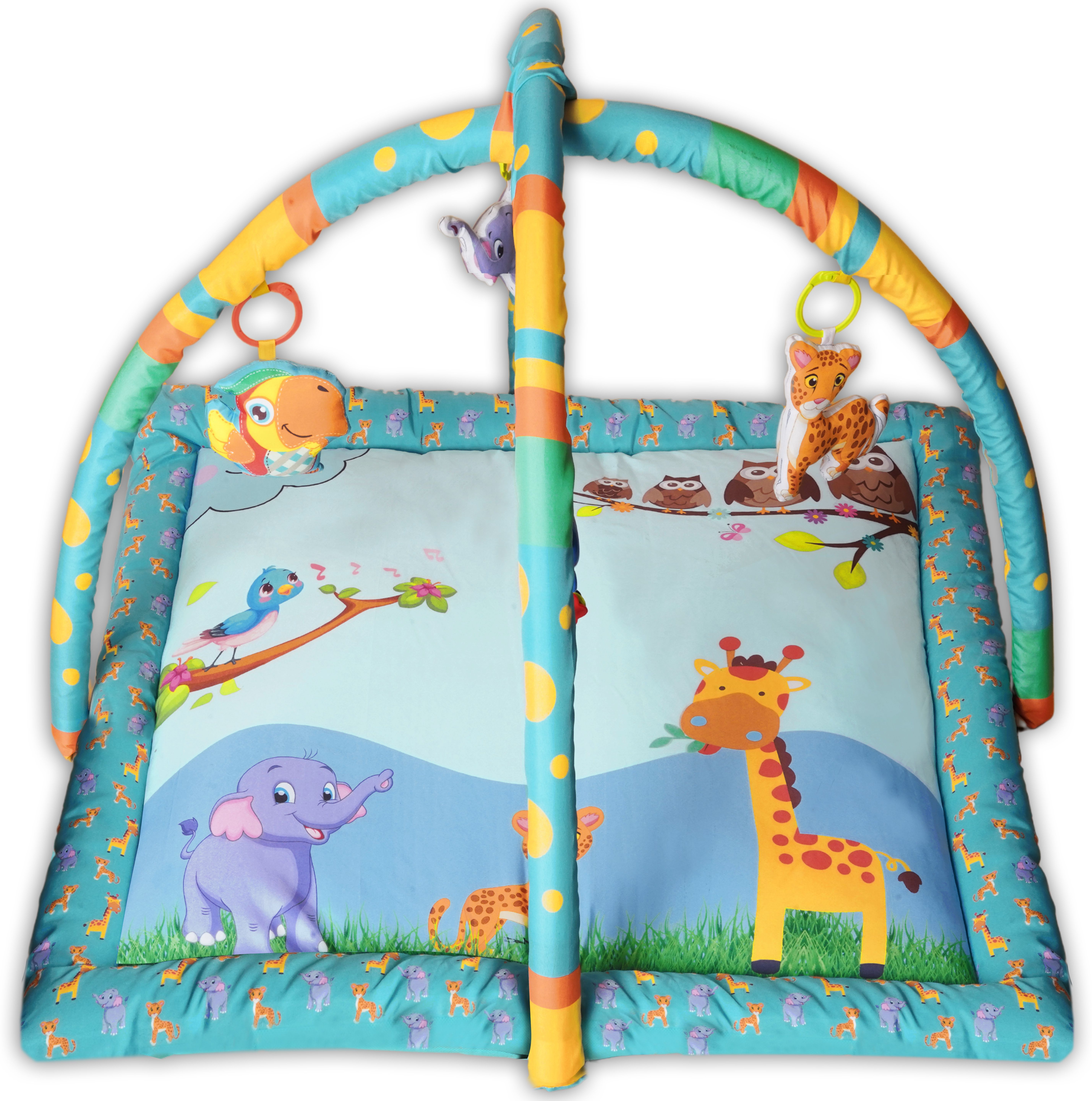 Activity Play Mat with 5 Hanging Toys Foldable and Durable Cotton Play gym Mat-image-31