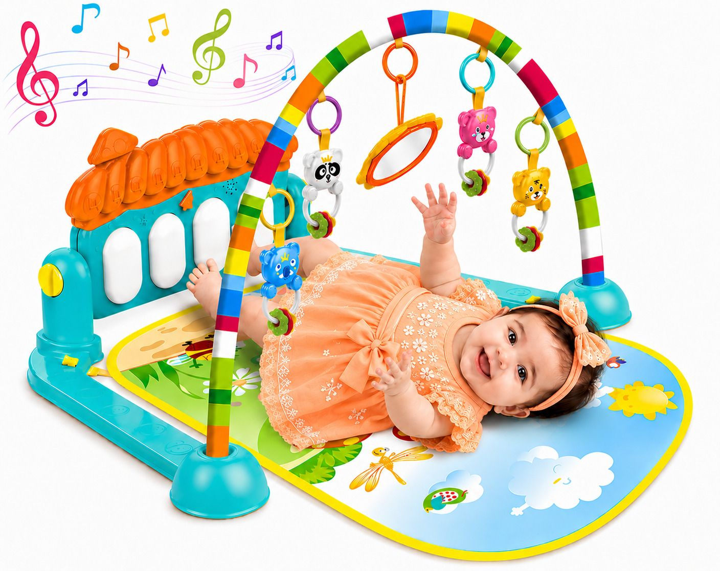 learn with fun Baby Piano Fitness Rack Gym Mat with Soft Play Toys Baby 0-18M-picture-15