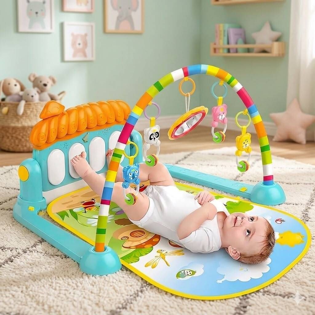 5 in 1 Baby Gym Mat Piano Gym Mat Rack Infant Music Fitness Rack Rattle Toy-image-28