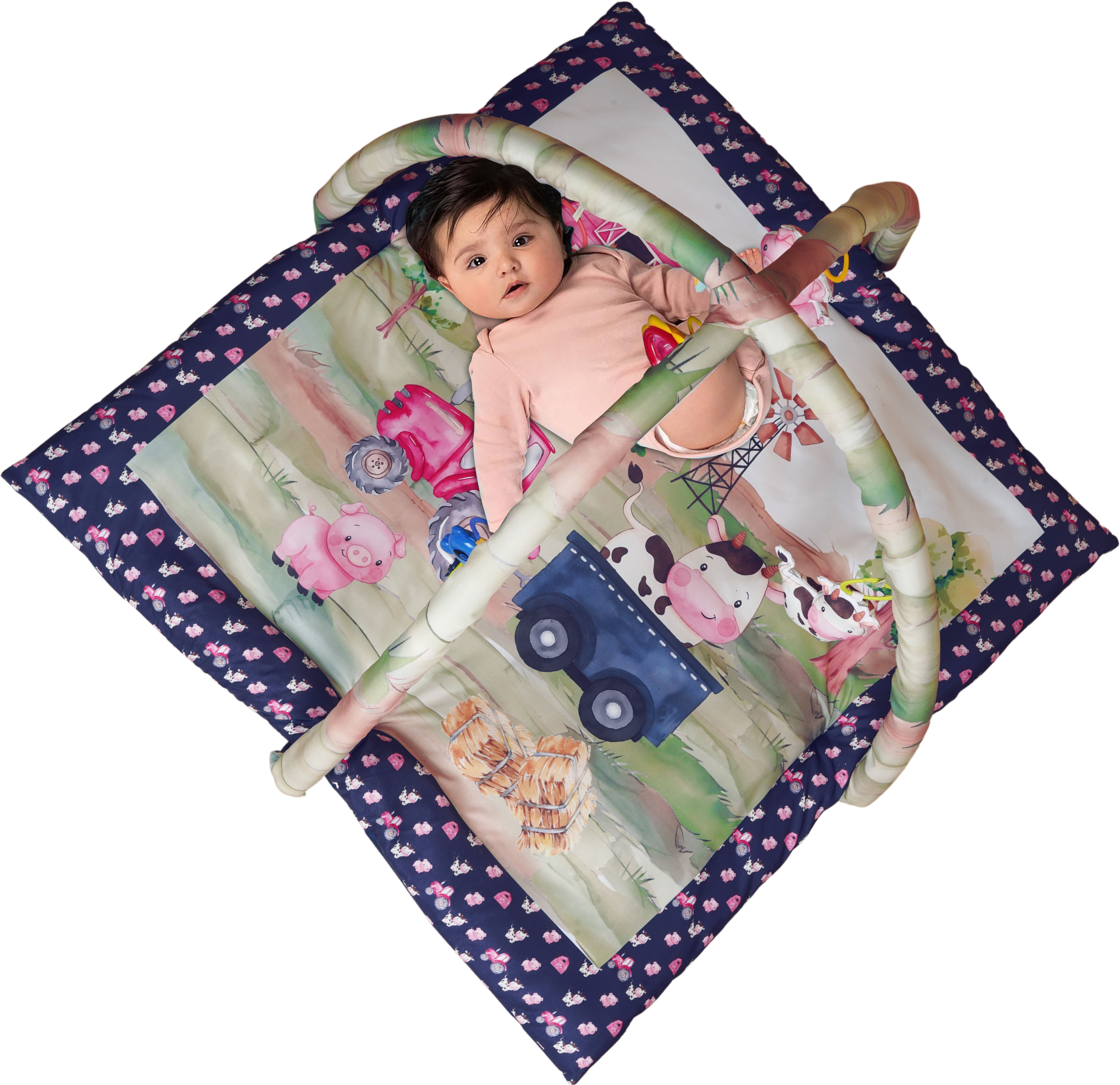 Baby First Gym Play Mat Activity Gym Foldable Mat & Hanging Rattle 0 to 24 Month