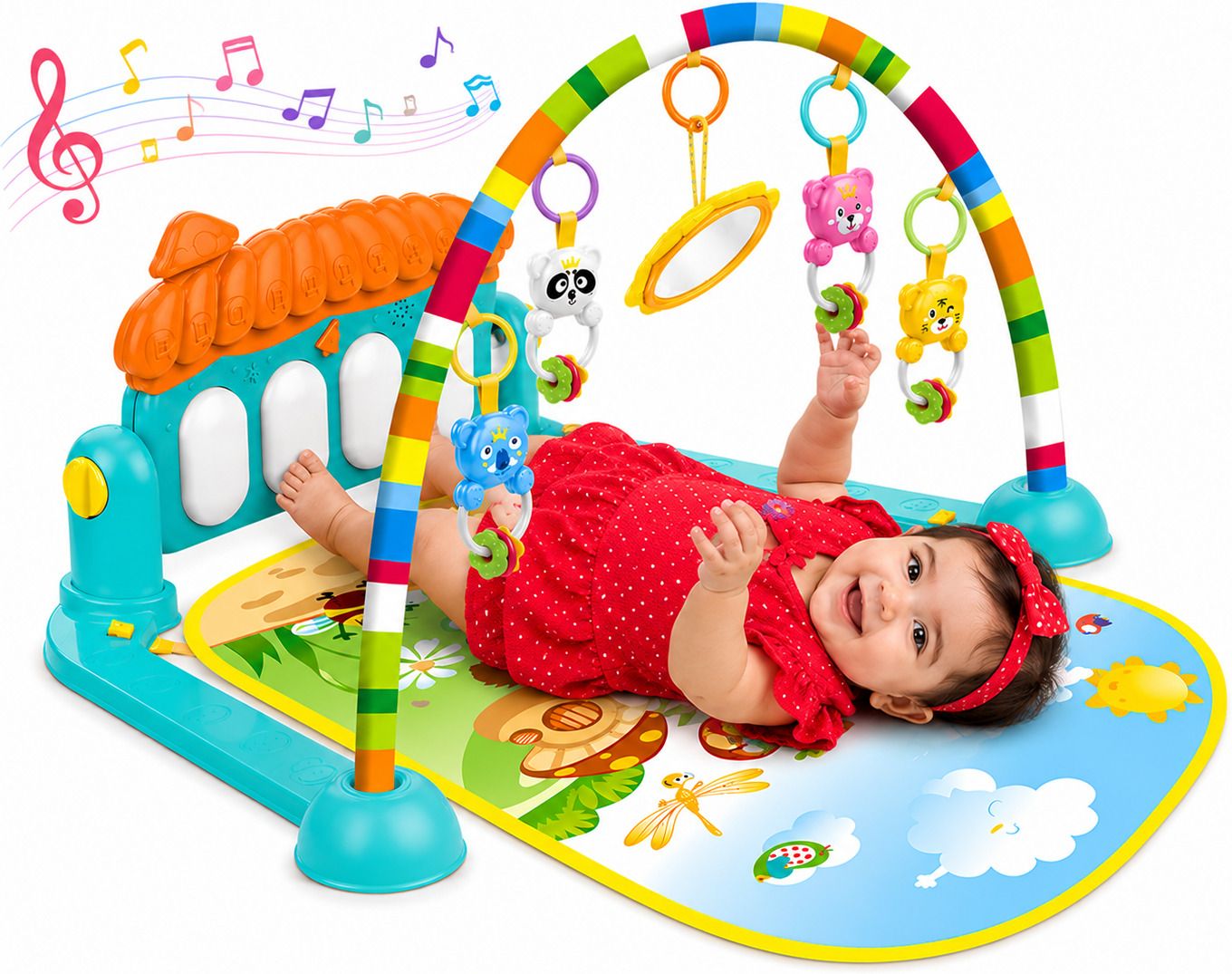 learn with fun Baby Fitness Gym Mat Piano Rack Activity Toys for Baby 0-18M-picture-34