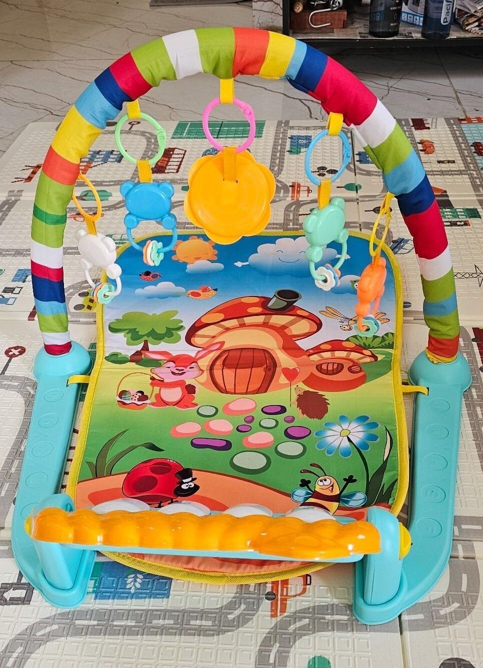 dorytoys 4-in-1 Baby Gym Play Mat with Piano Keys, Hanging Toys, and Sound Effects-120-picture-4