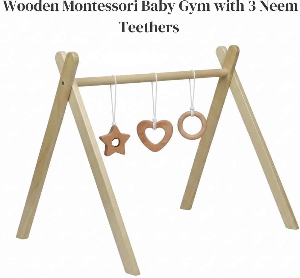 opatoys Wood Montessori Baby Gym with 3 Neem Teethers (Newborn to 12 Months)-picture-22