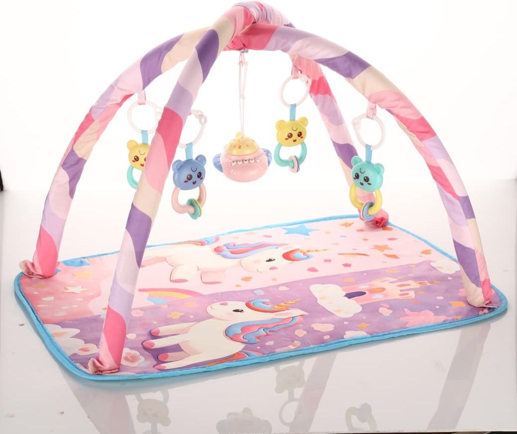 Unicorn Baby Play Gym Mat with Interactive Hanging Rattle Toys for Infants-image-17