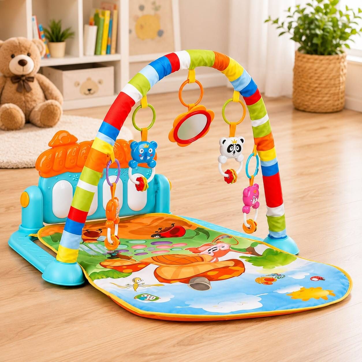 Kick & Play Musical Keyboard Mat Piano Baby Play Mat Gym & Fitness Rack-image-39