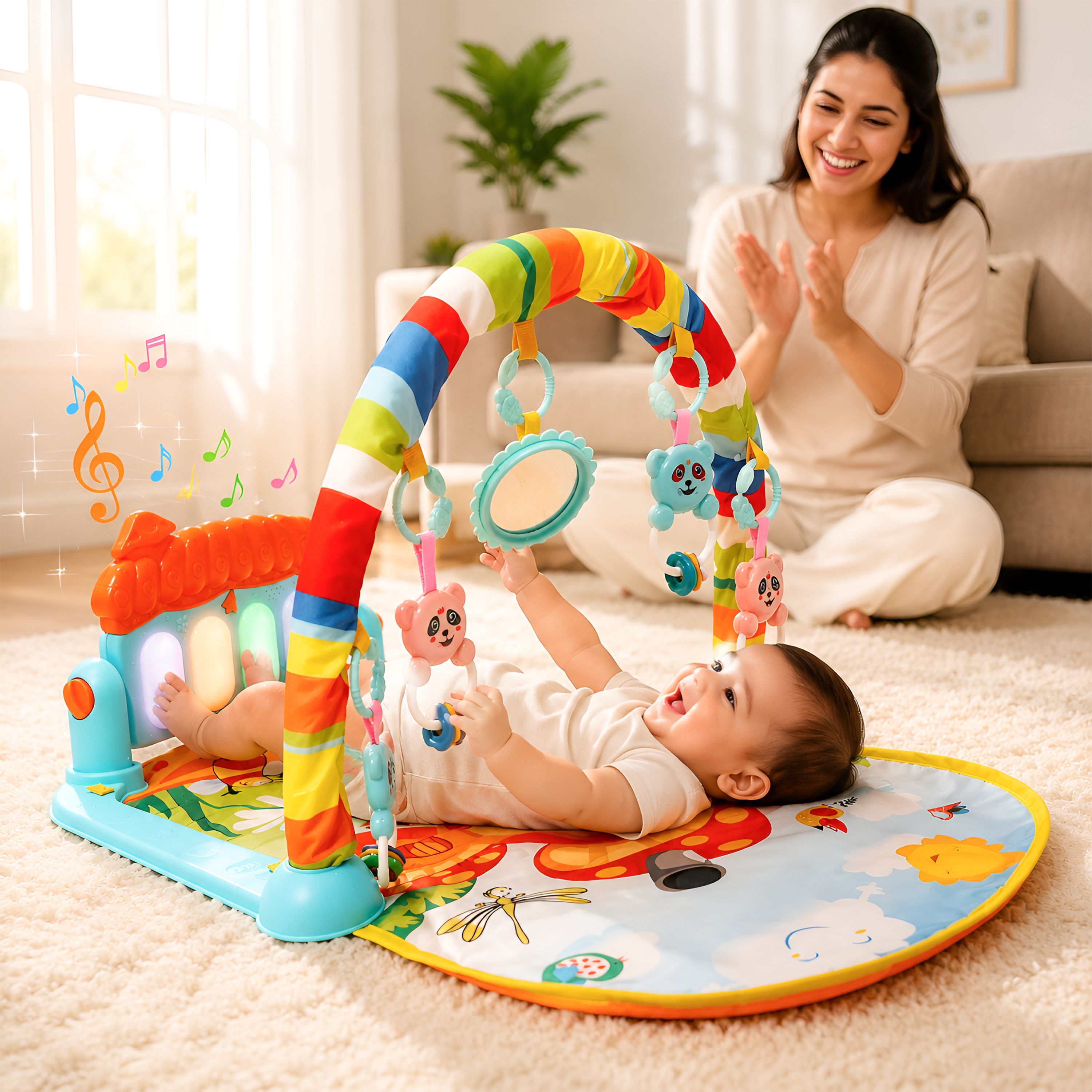 kidsmate Little Explorer Kick & Play Piano Baby Gym Mat with Toys for Babies 0-12 Months-picture-39