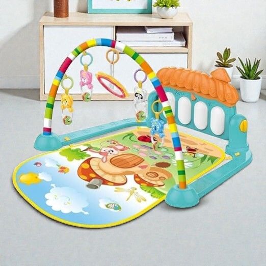 Baby Piano Gym Mat 5 in 1 with Music Keyboard, Hanging Toys & Fitness Rack