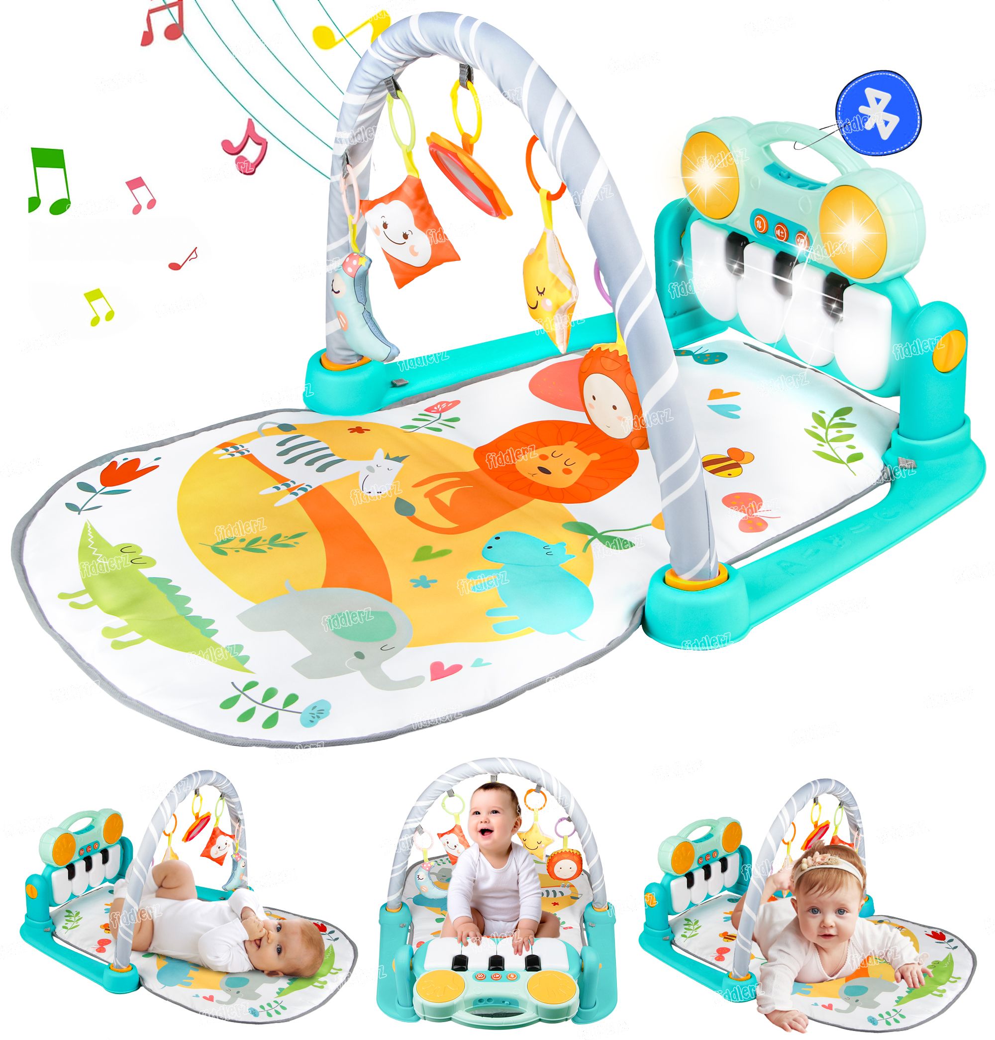 Baby Play Mat with Bluetooth Musical Kick Piano Keyboard & Hanging Toys-image-17
