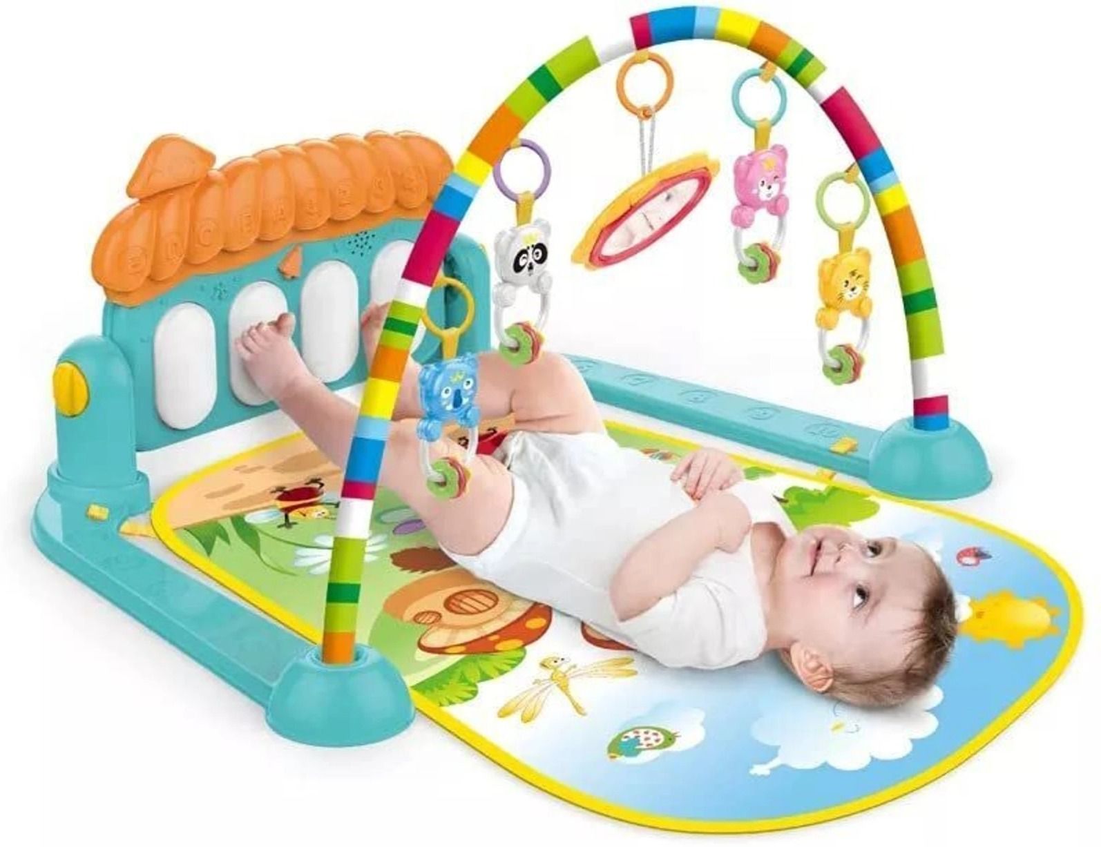 Baby Play Gym Activity Mat with Hanging Toys & Soft Crawling Pad-image-15