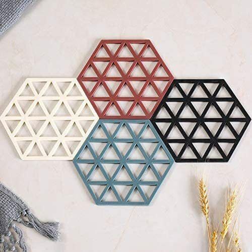 Silicone Trivet Mat Set of 4 - Heat Resistant Drying Mats for Kitchen & Dining Solid Trivet-image-30