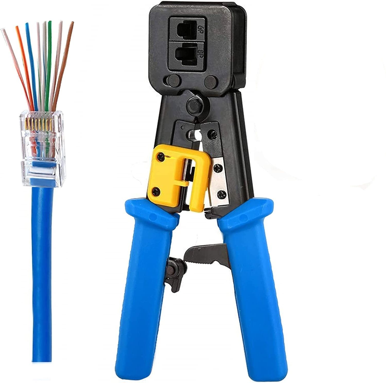 new trensh RJ45 Crimping Tool Ethernet Crimper Cat6/5/5e Pass Through Ethernet and Phone Plugs Compatibility Manual Crimper-picture-11