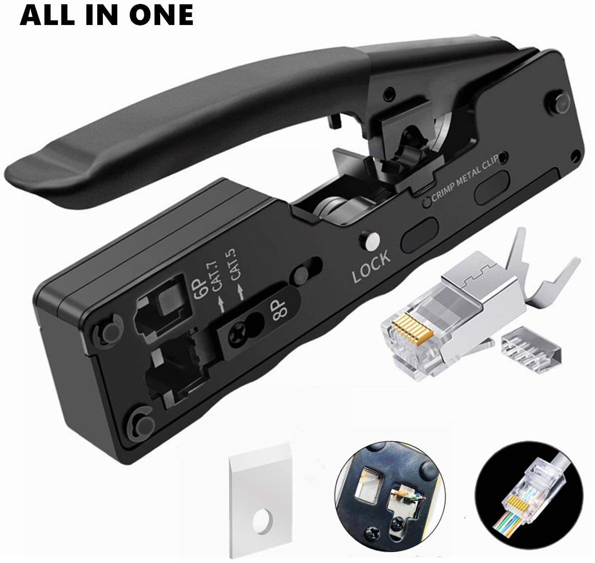 RuhZa Cat7, Cat6A, Cat6, Cat5E, Cat5 Connectors, Crimp Tool Wired Ethernet Lan Adapter compatible with Windows-image-39