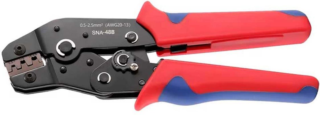 uptodateprouducts Non-insulated 20-13 AWG Open Barrel Crimping Tool 0.5-2.5mm², Ratcheting Crimper SNA-48B Manual Crimper-picture-23