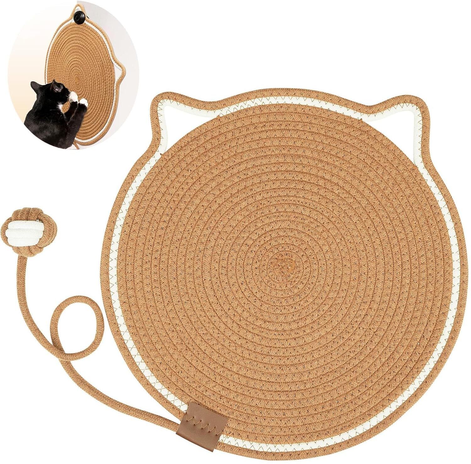 original mart Cotton Thread Cat Mat, Hand Woven Cartoon Cat Scratch Pad Underarm Crutch Pad-picture-1