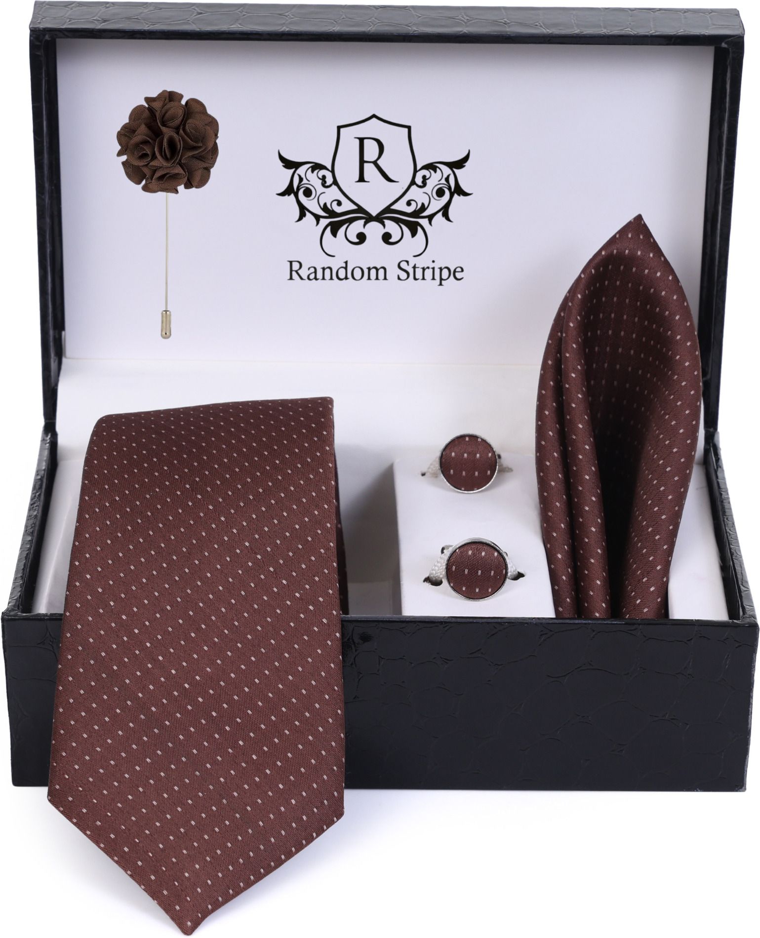 RANDOM STRIPE Satin Cufflink & Tie Pin Set-image-10