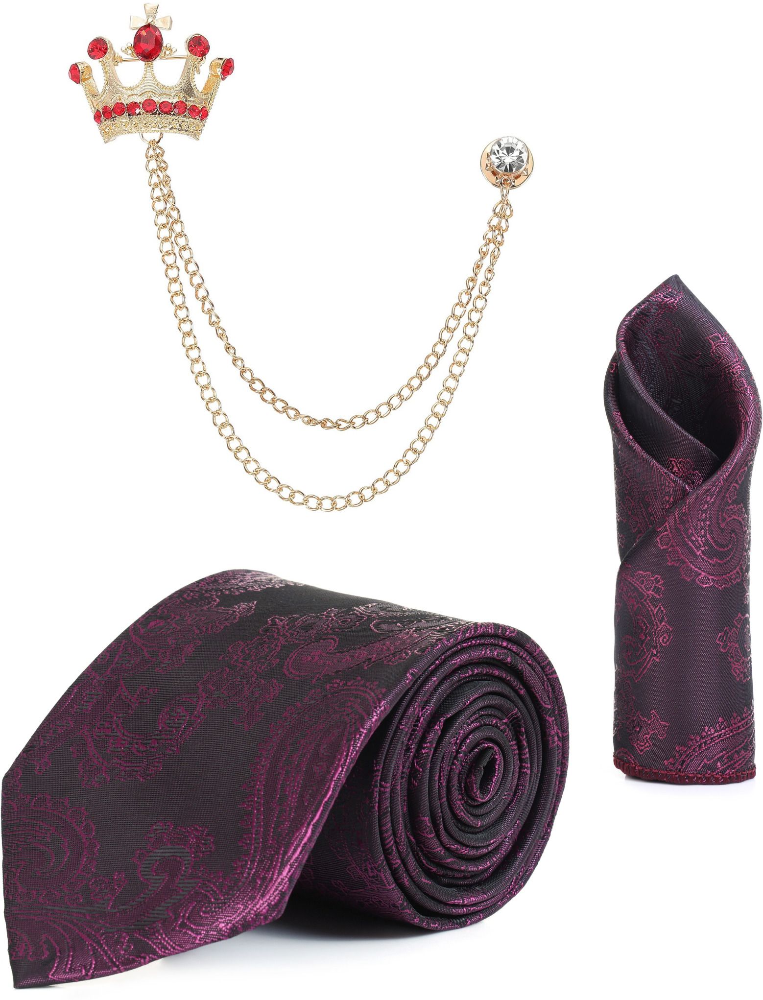 RANDOME STRIPE Satin Cufflink & Tie Pin Set-picture-25