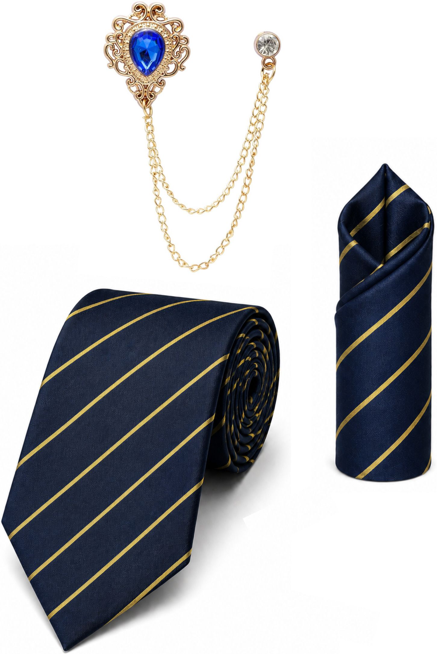 RANDOM STRIPE Satin Cufflink & Tie Pin Set-picture-40