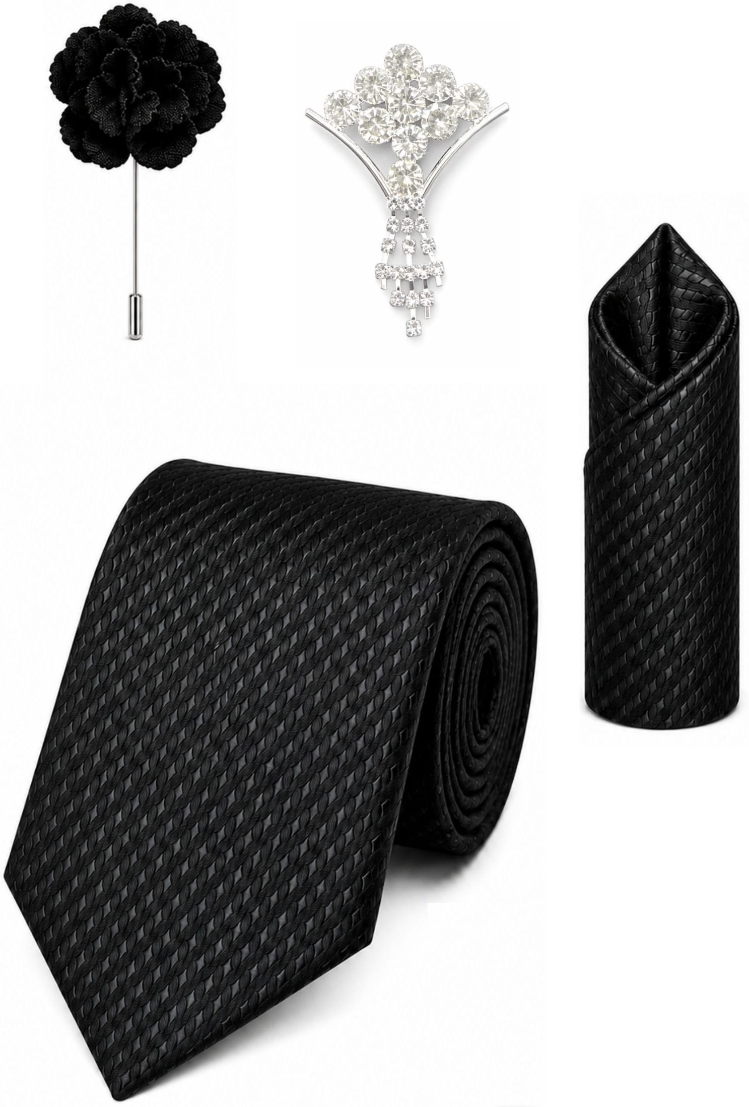 RANDOM STRIPE Satin Cufflink & Tie Pin Set-picture-37