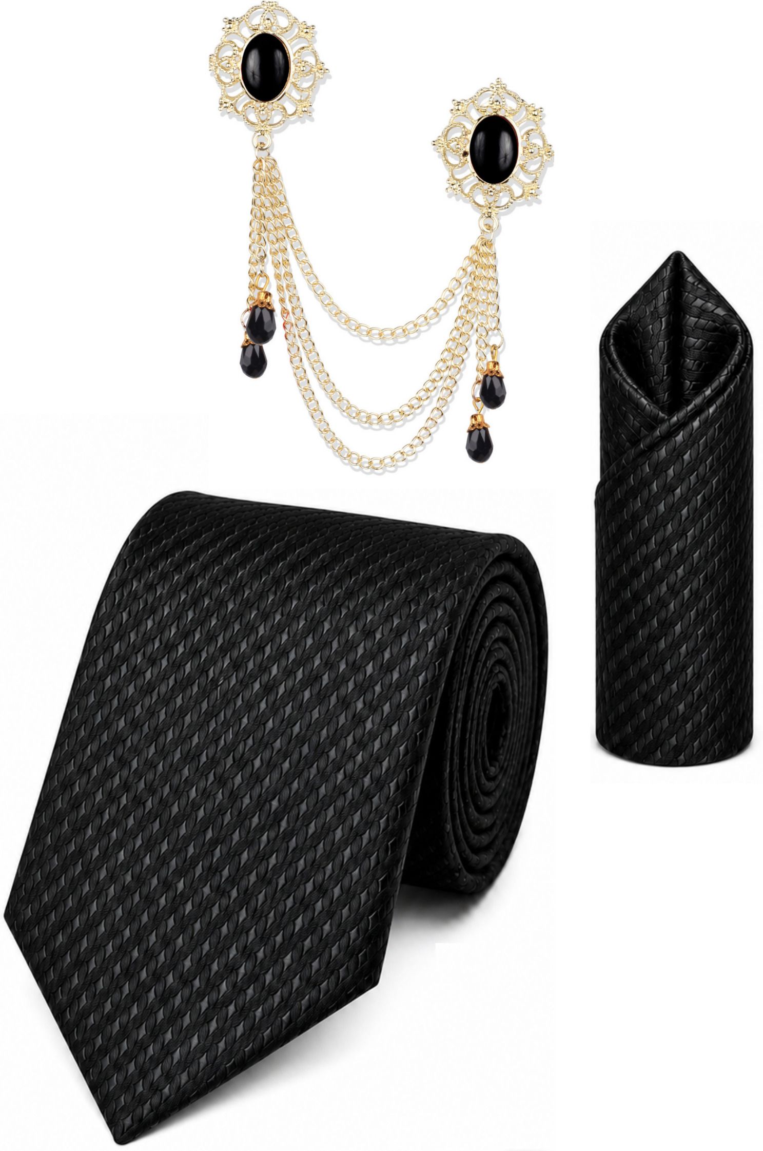 RANDOM STRIPE Satin Cufflink & Tie Pin Set-picture-38