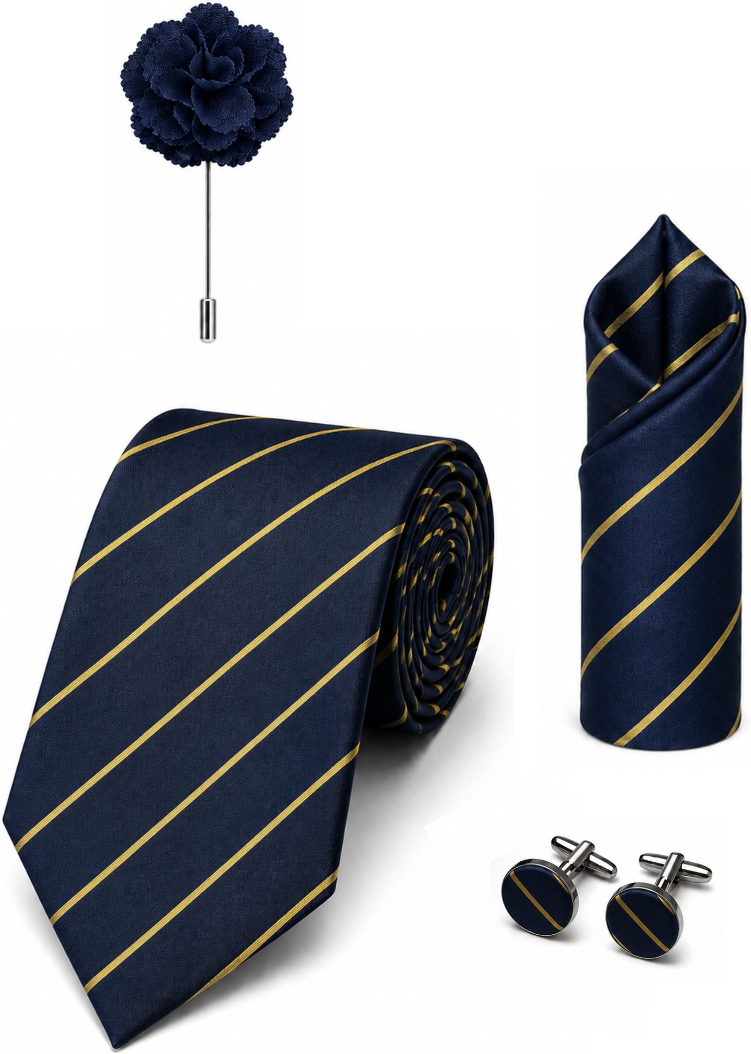RANDOM STRIPE Satin Cufflink & Tie Pin Set-picture-13