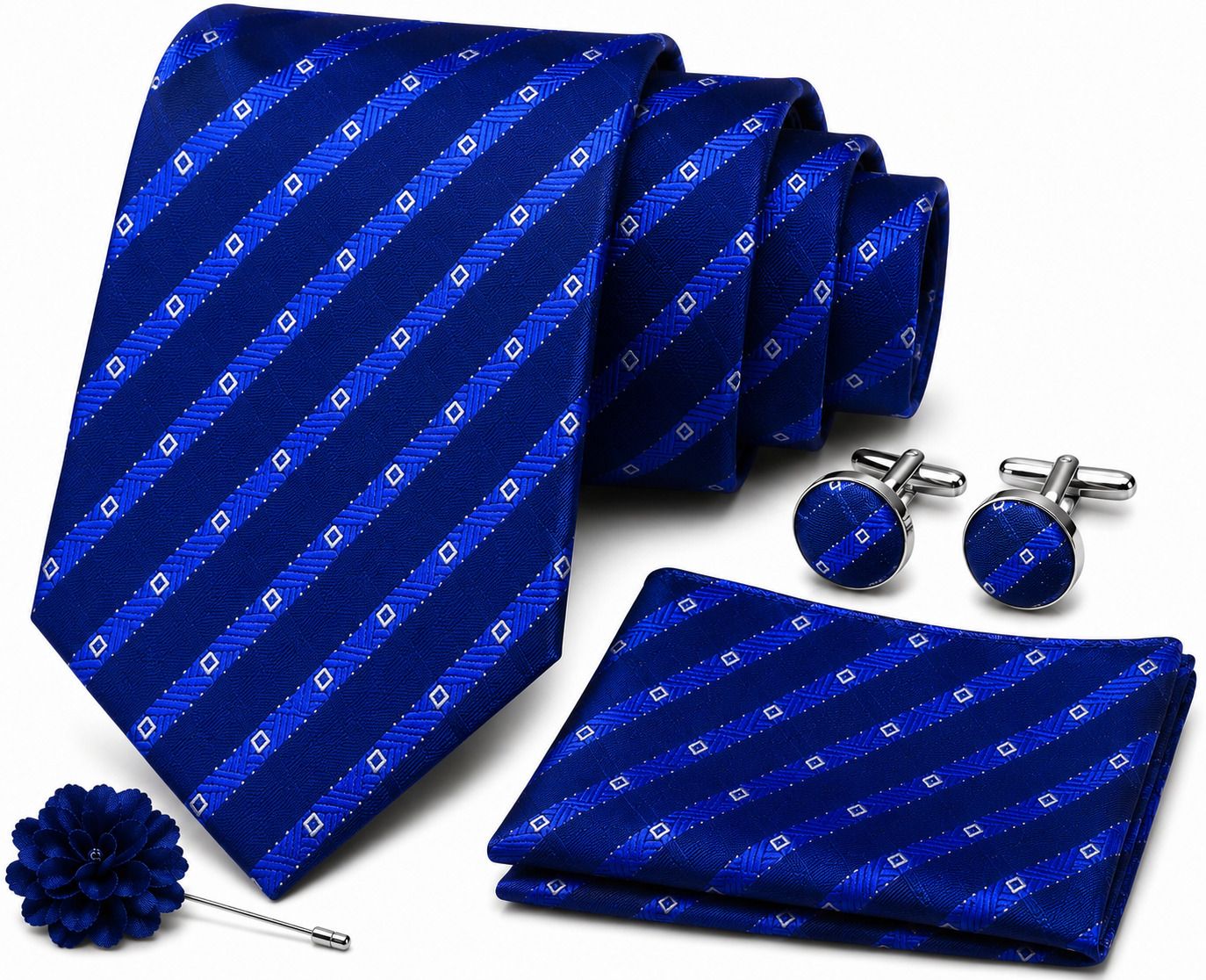 RANDOM STRIPE Satin Cufflink & Tie Pin Set-picture-23