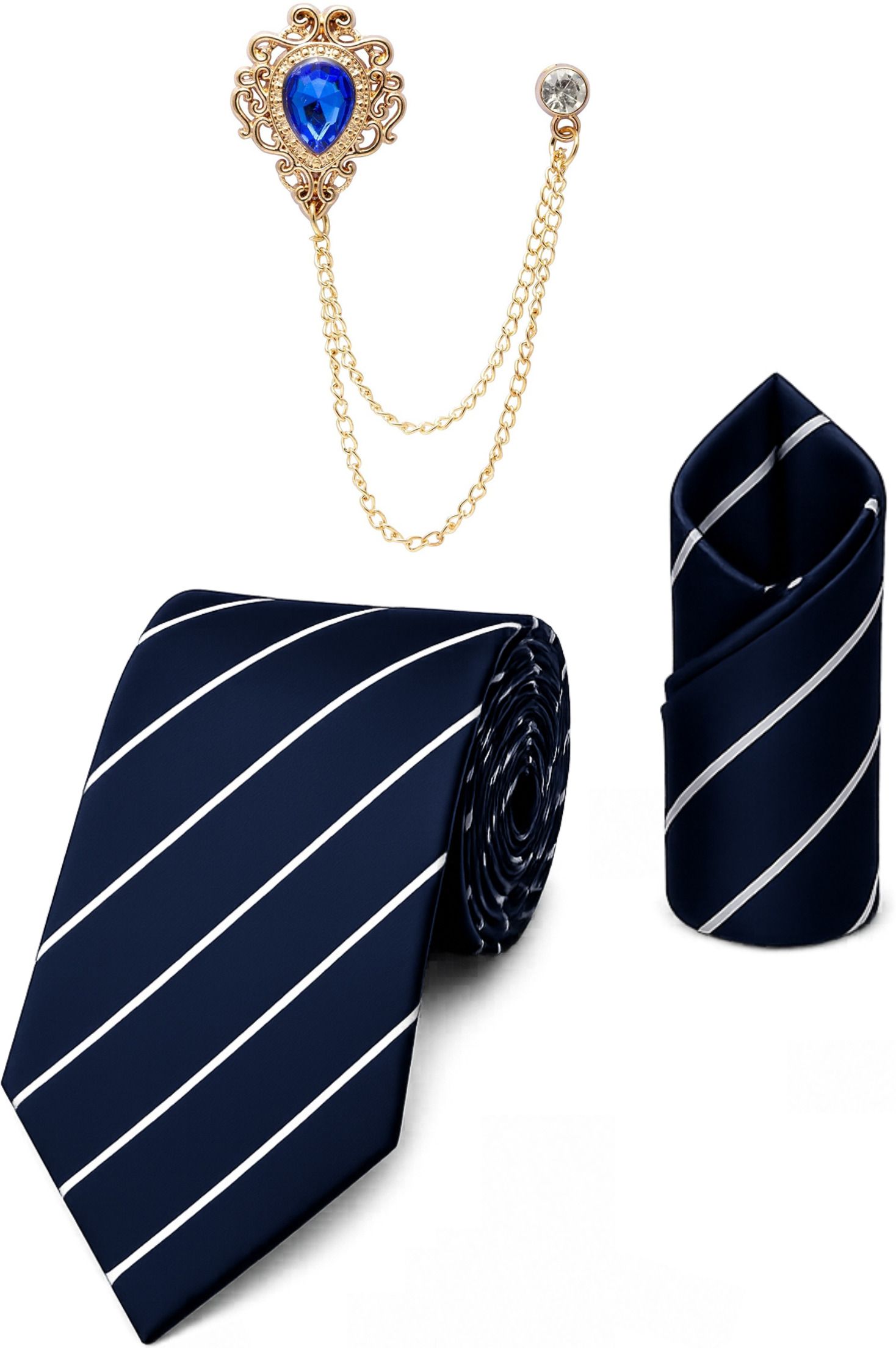 RANDOM STRIPE Satin Cufflink & Tie Pin Set-image-26