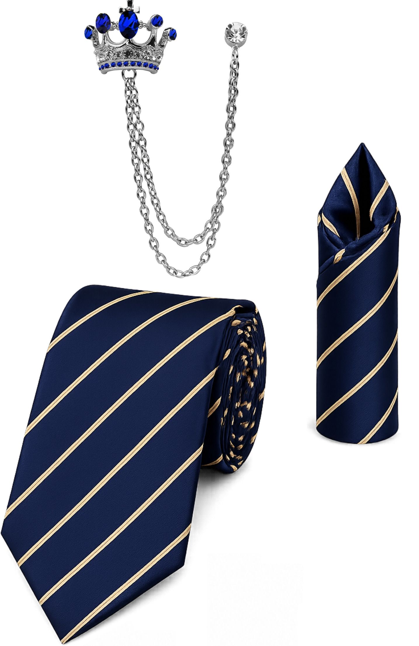 RANDOME STRIPE Satin Cufflink & Tie Pin Set-picture-42