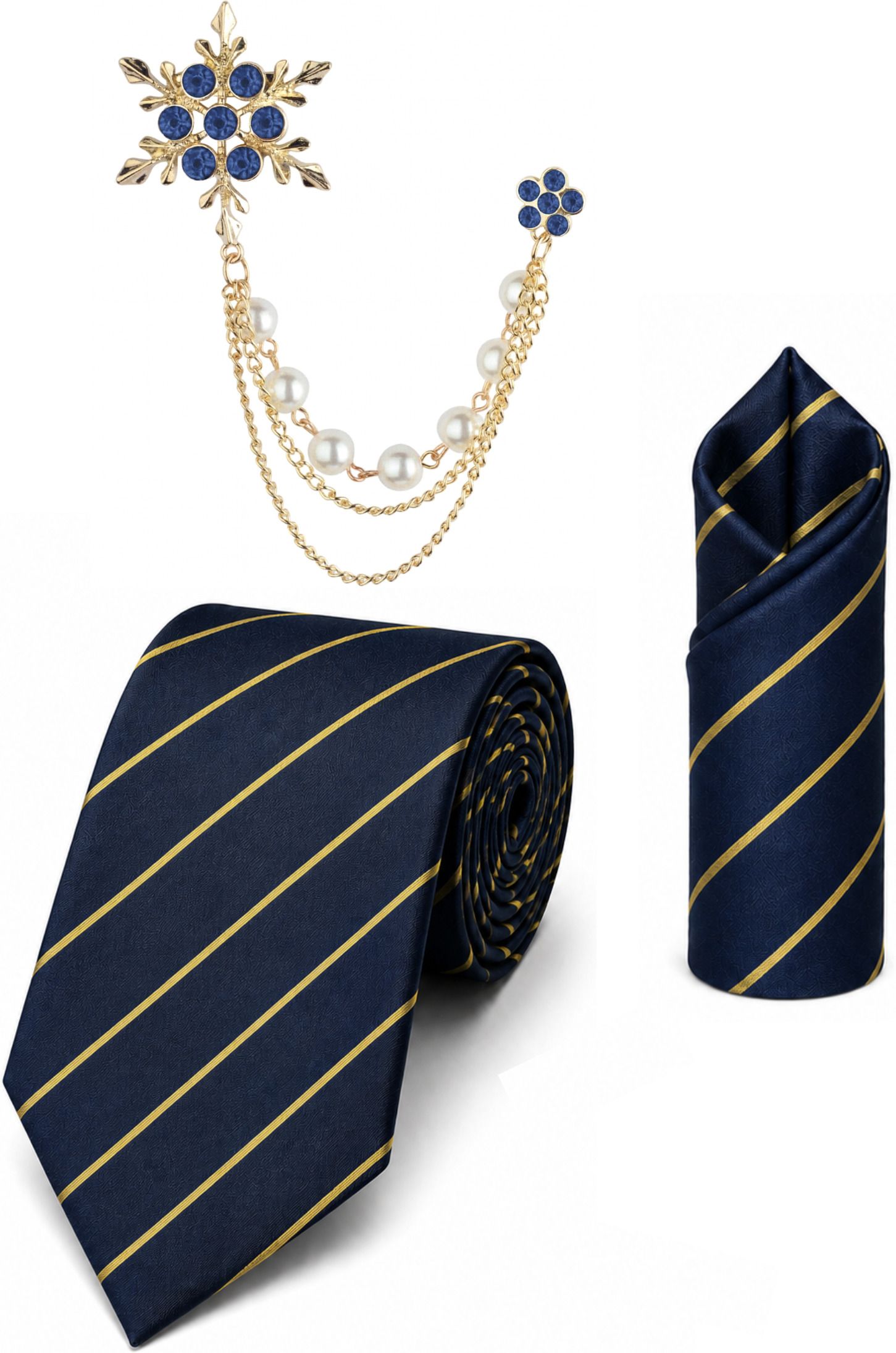RANDOME STRIPE Satin Cufflink & Tie Pin Set-picture-44
