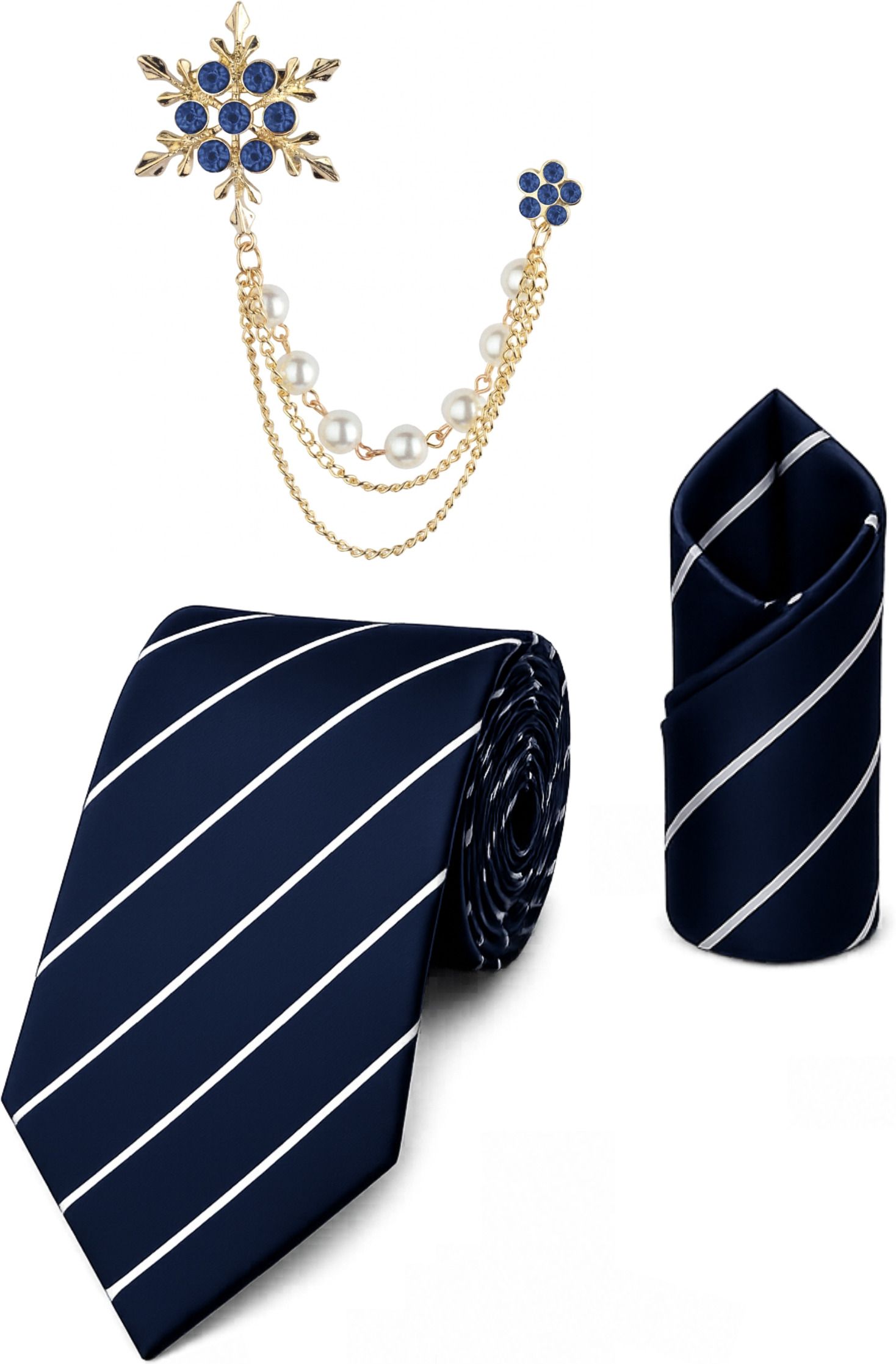 RANDOME STRIPE Satin Cufflink & Tie Pin Set-image-28