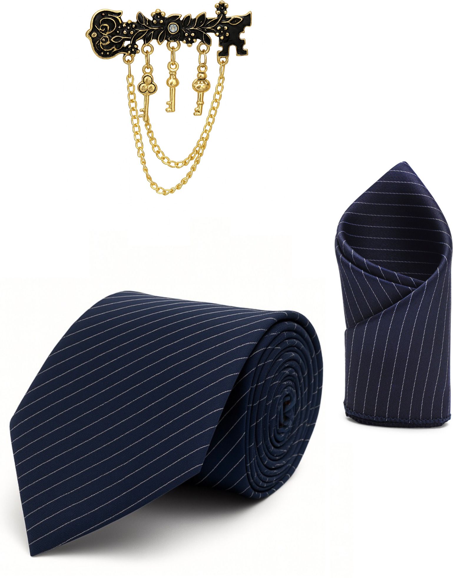 RANDOME STRIPE Satin Cufflink & Tie Pin Set-picture-27