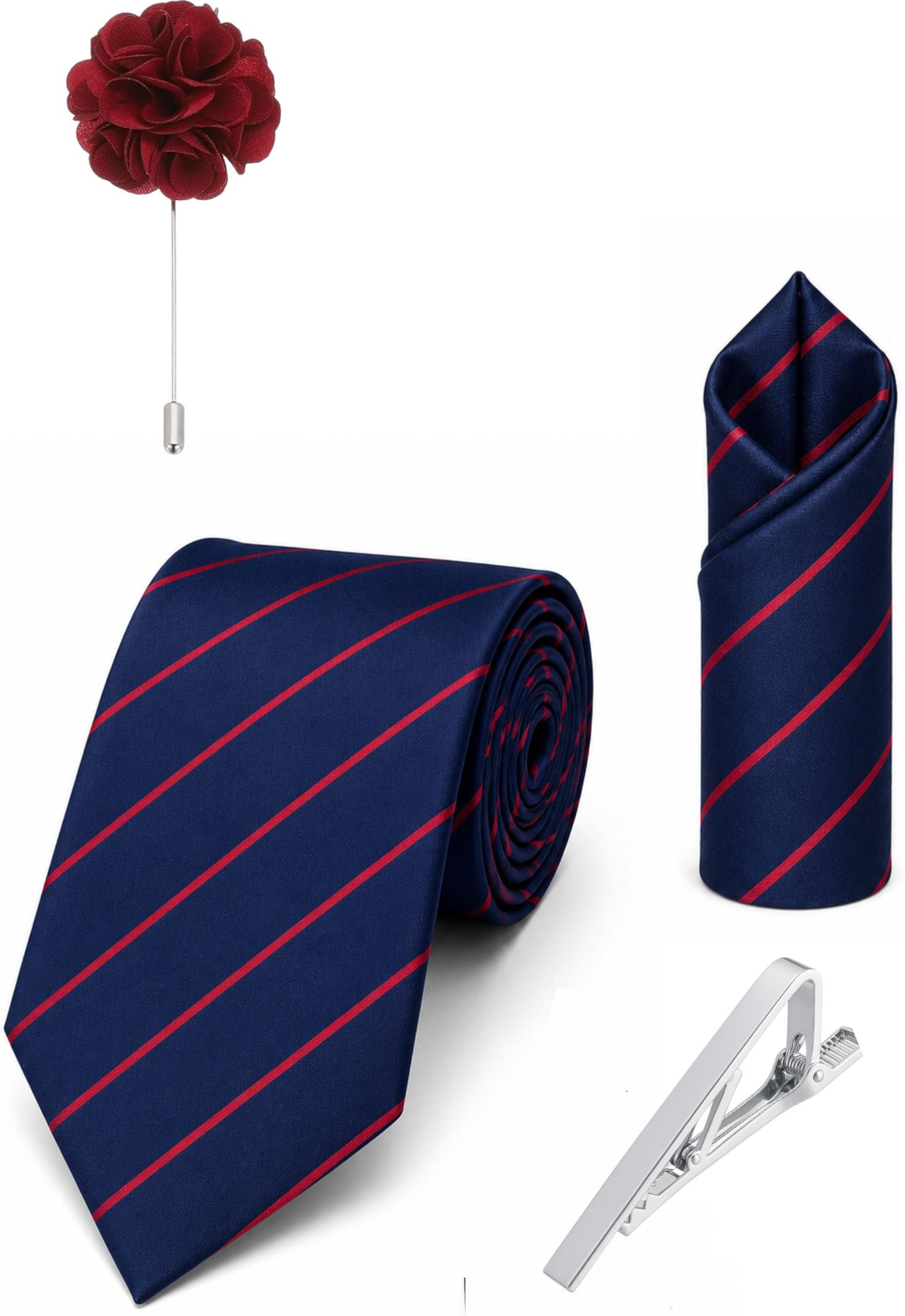 RANDOM STRIPE Satin Tie Pin Set-image-9