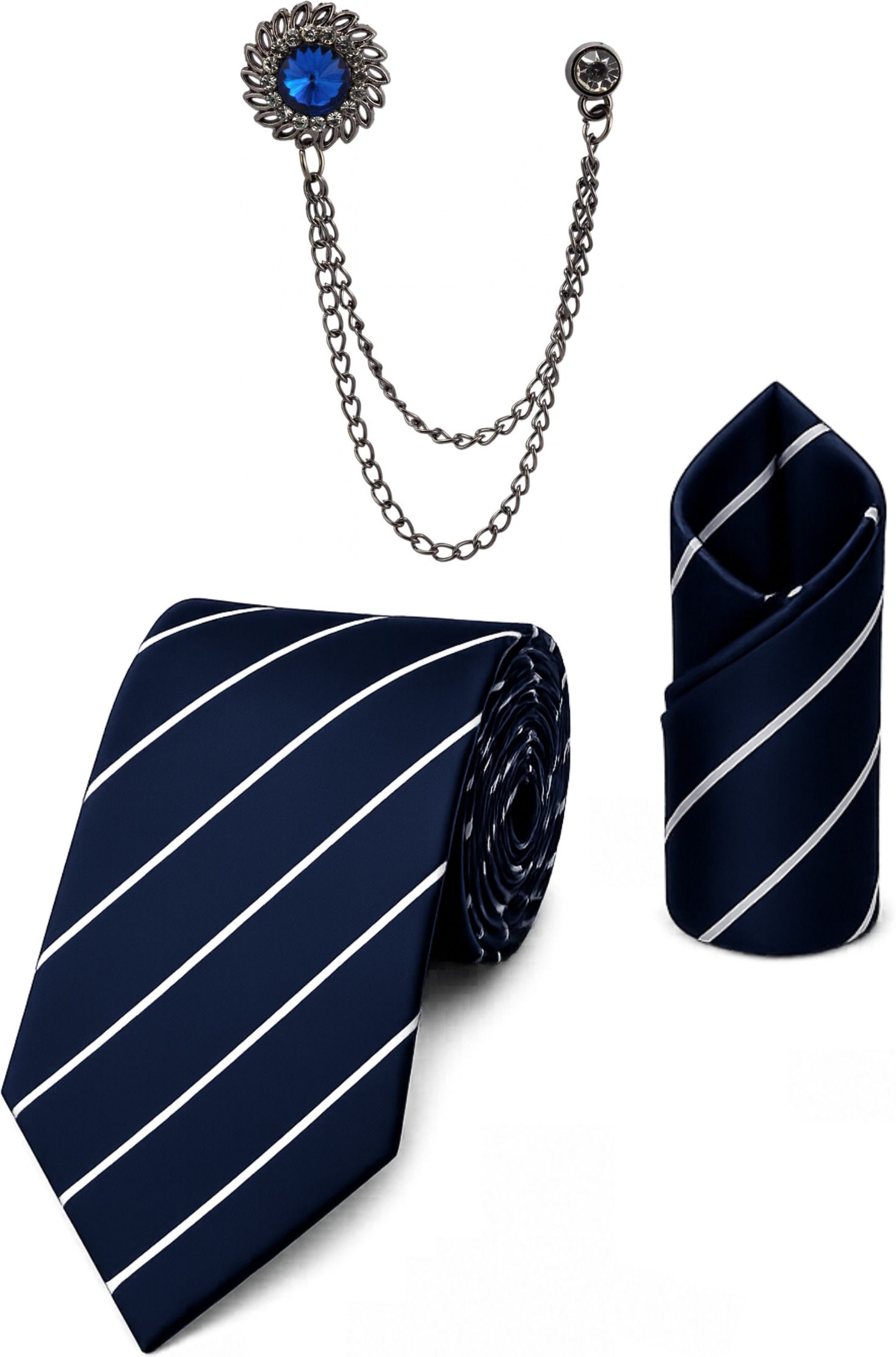 RANDOME STRIPE Satin Cufflink & Tie Pin Set-image-30