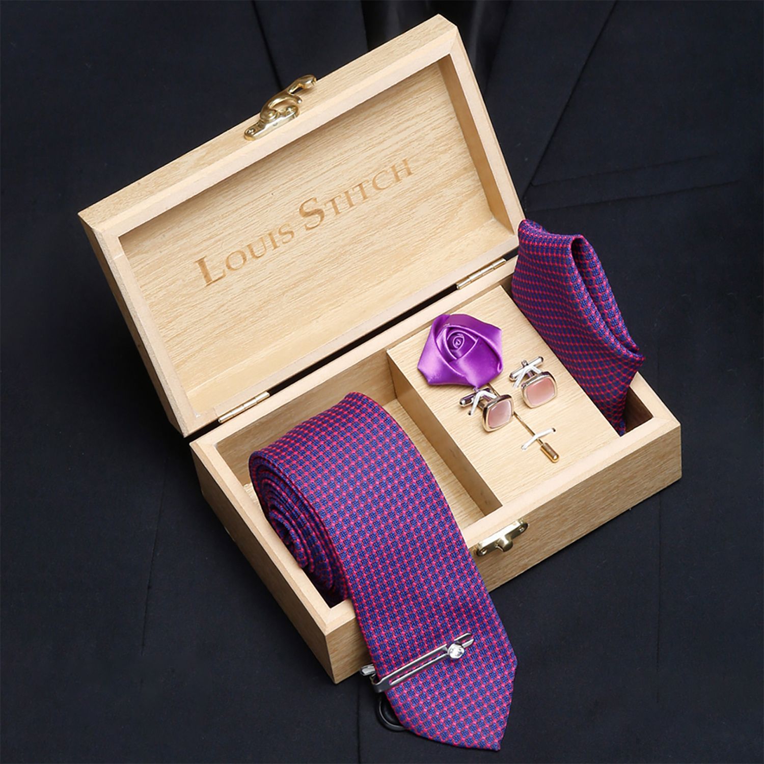 LOUIS STITCH Silk Cufflink & Tie Pin Set-picture-28