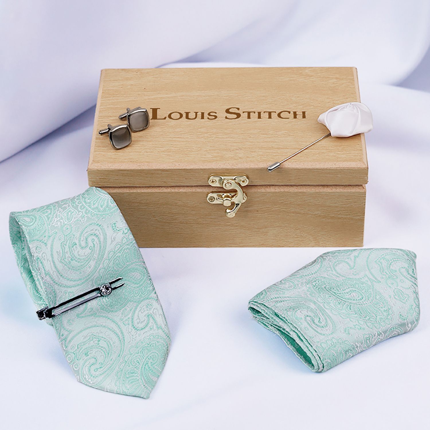 LOUIS STITCH Silk Cufflink & Tie Pin Set-picture-12