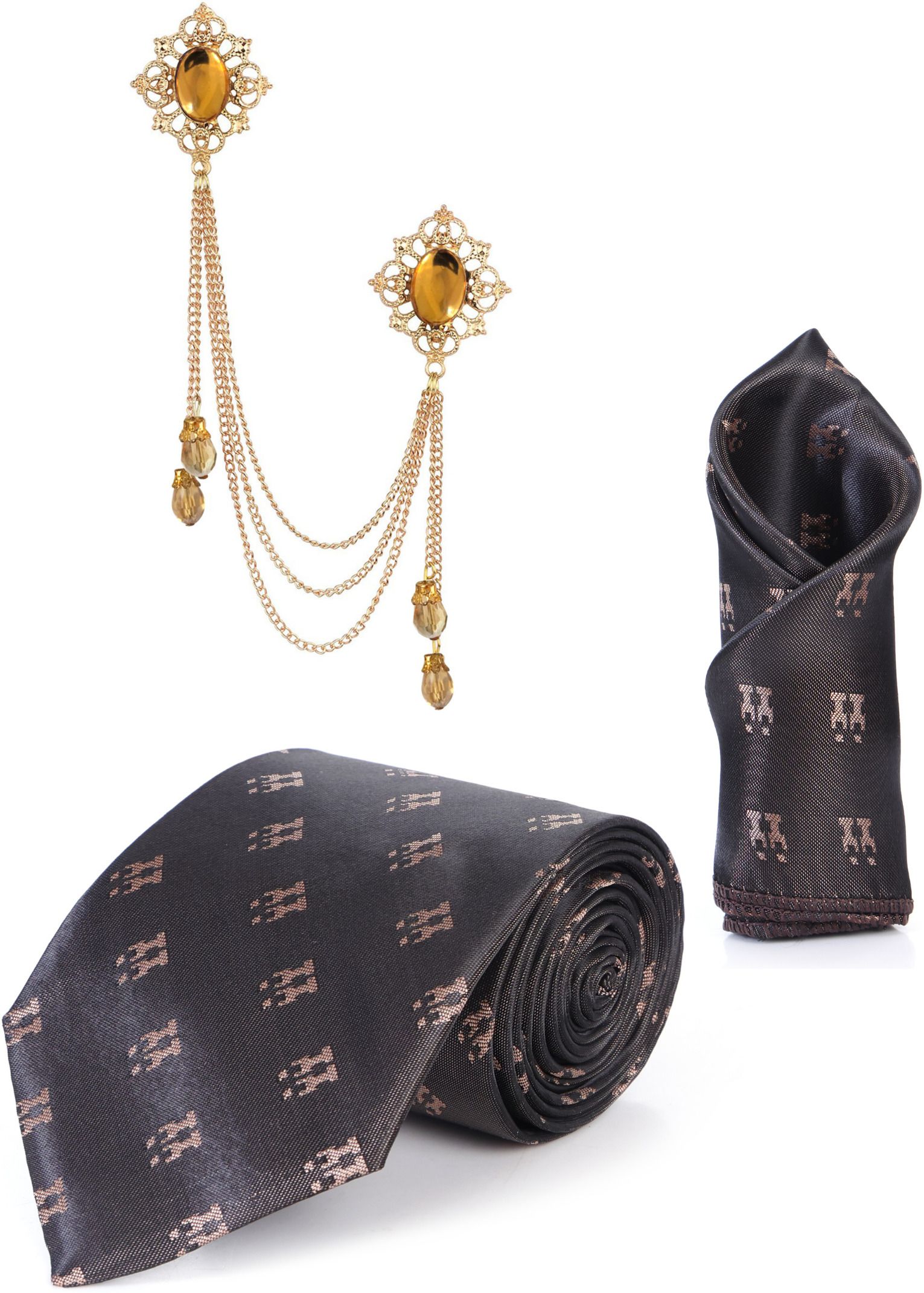 RANDOME STRIPE Satin Cufflink & Tie Pin Set-image-11