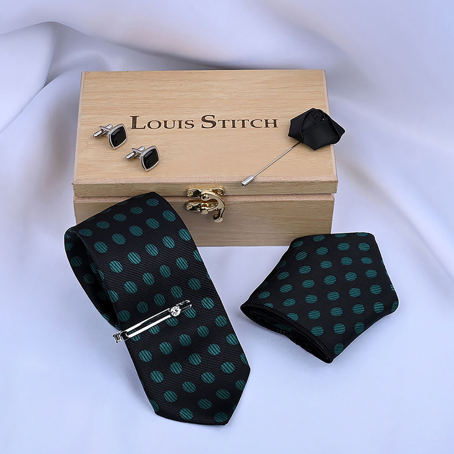 LOUIS STITCH Silk Cufflink & Tie Pin Set-image-23
