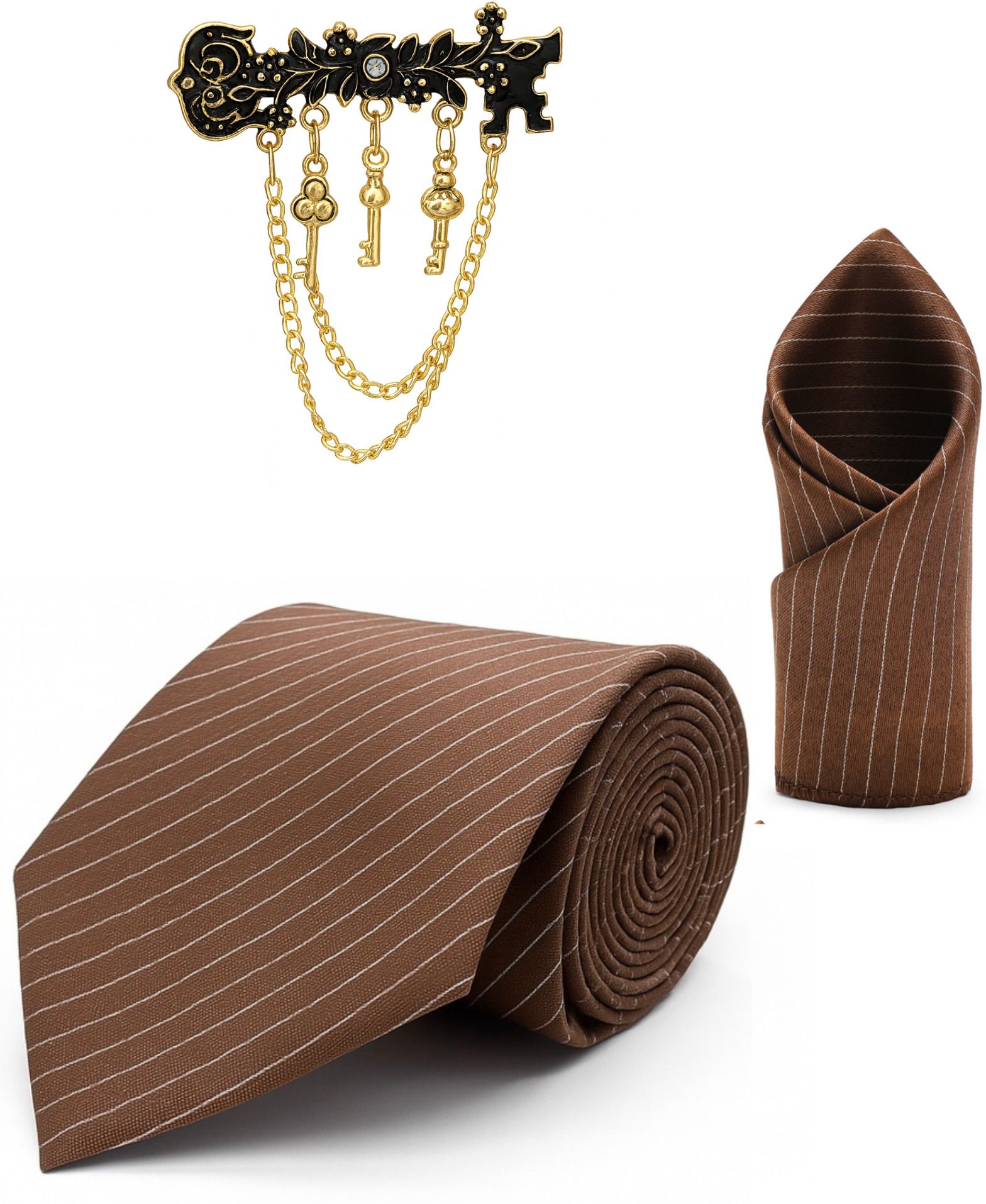 RANDOME STRIPE Satin Cufflink & Tie Pin Set