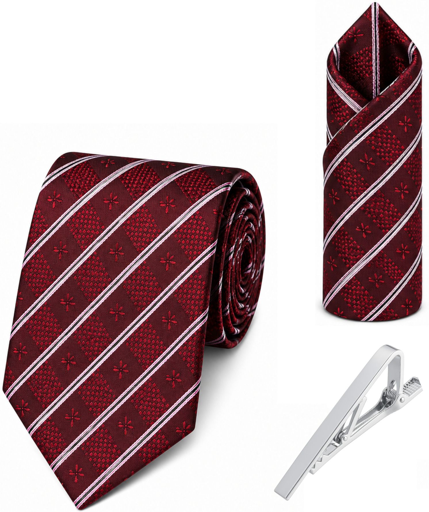 RANDOM STRIPE Satin Tie Pin Set-image-36