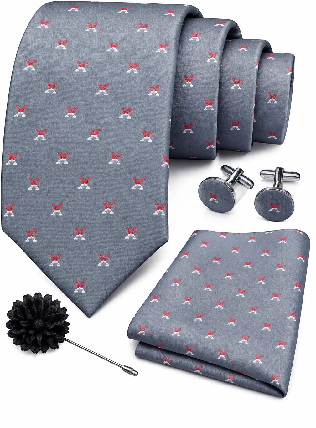 RANDOM STRIPE Satin Cufflink & Tie Pin Set-picture-13
