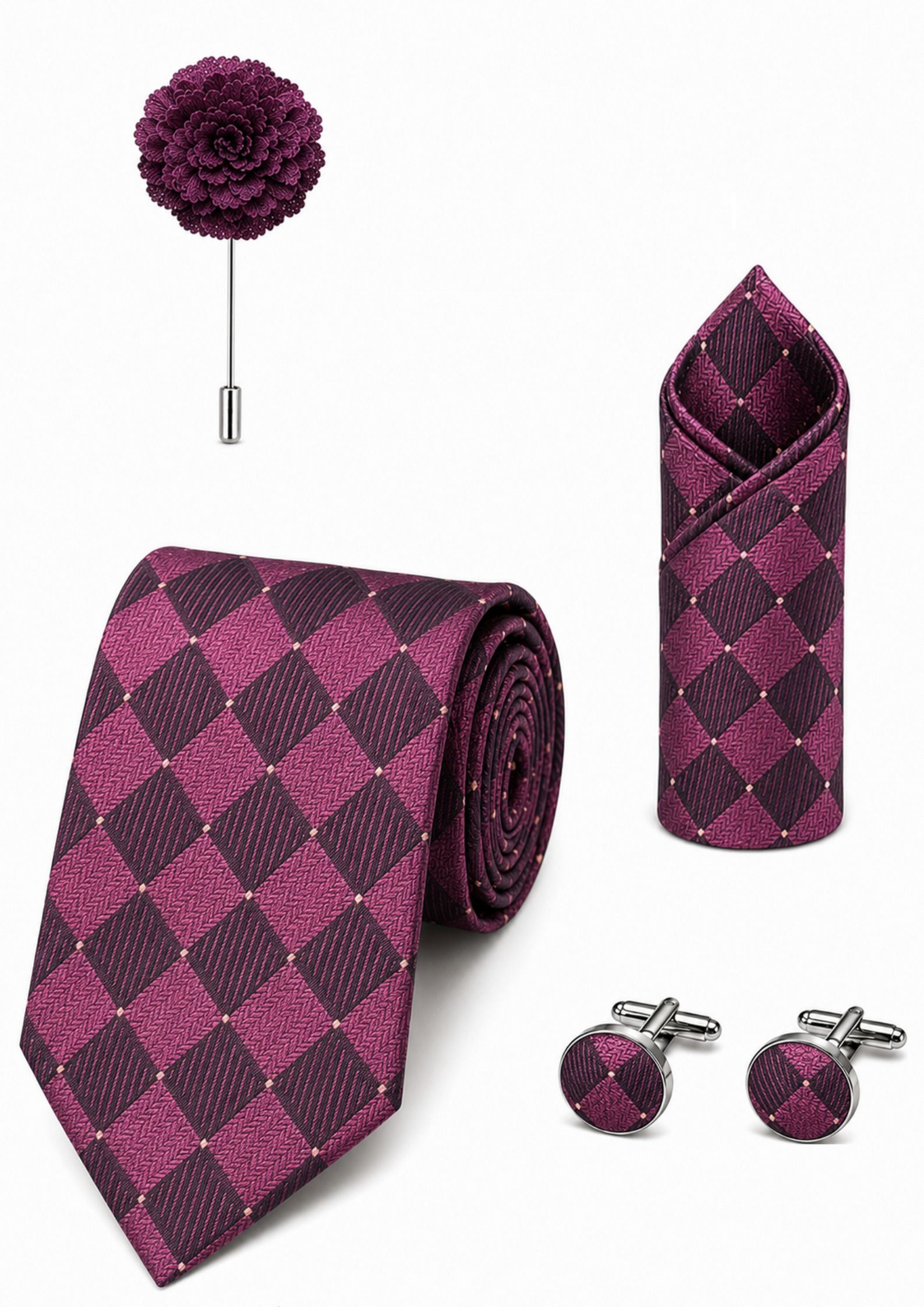 RANDOME STRIPE Satin Cufflink & Tie Pin Set-picture-25