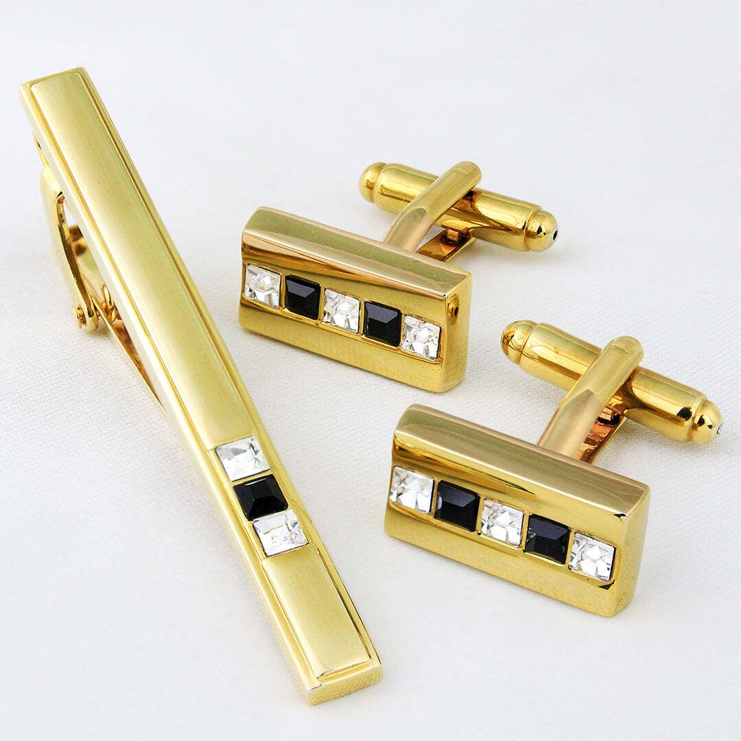 PELUCHE Brass, Crystal Cufflink & Tie Pin Set-picture-14